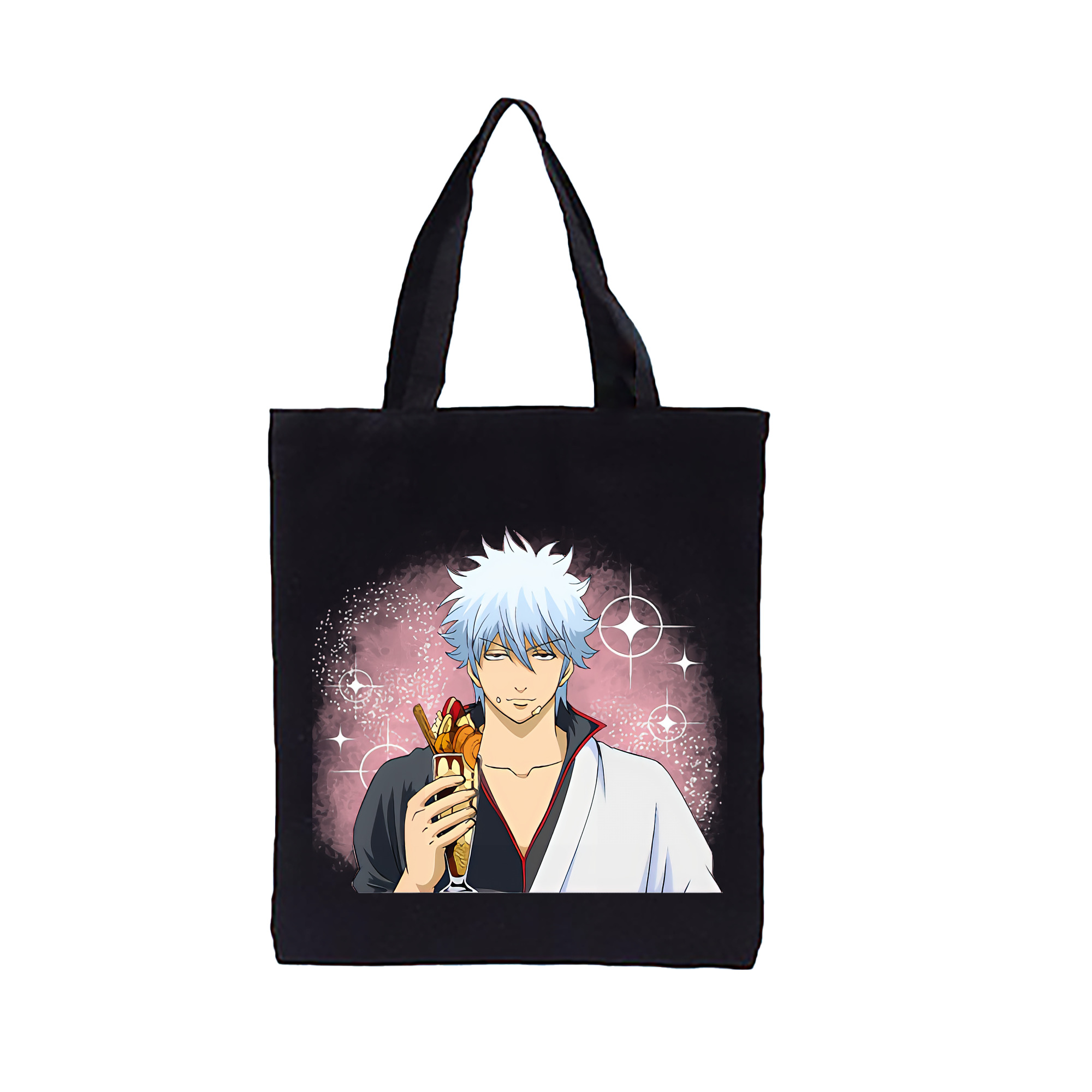 （画像用） ぎんたま 坂田銀時（さかたぎんとき） 神楽 志村新八（しむら しんぱち） GINTAMA Sakata Gintoki Kagura Shimura Shinpachi 縦型キャンバス生地手提げバッグ　トートバッグ