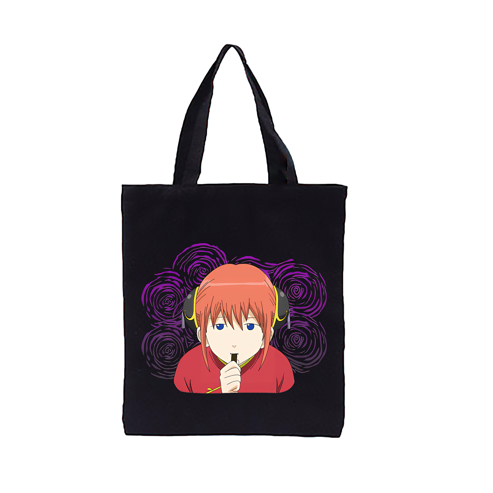（画像用） ぎんたま 坂田銀時（さかたぎんとき） 神楽 志村新八（しむら しんぱち） GINTAMA Sakata Gintoki Kagura Shimura Shinpachi 縦型キャンバス生地手提げバッグ　トートバッグ