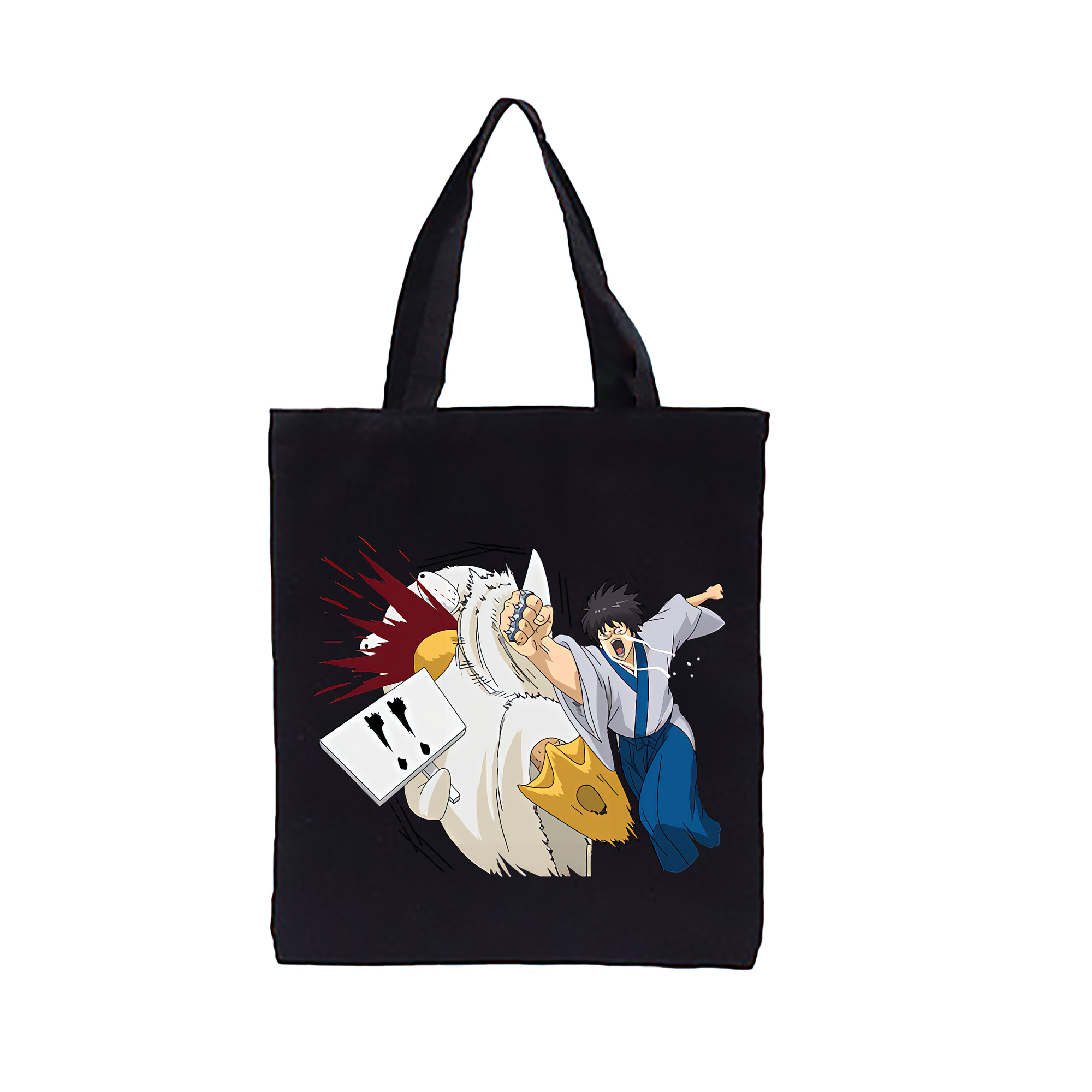 （画像用） ぎんたま 坂田銀時（さかたぎんとき） 神楽 志村新八（しむら しんぱち） GINTAMA Sakata Gintoki Kagura Shimura Shinpachi 縦型キャンバス生地手提げバッグ　トートバッグ