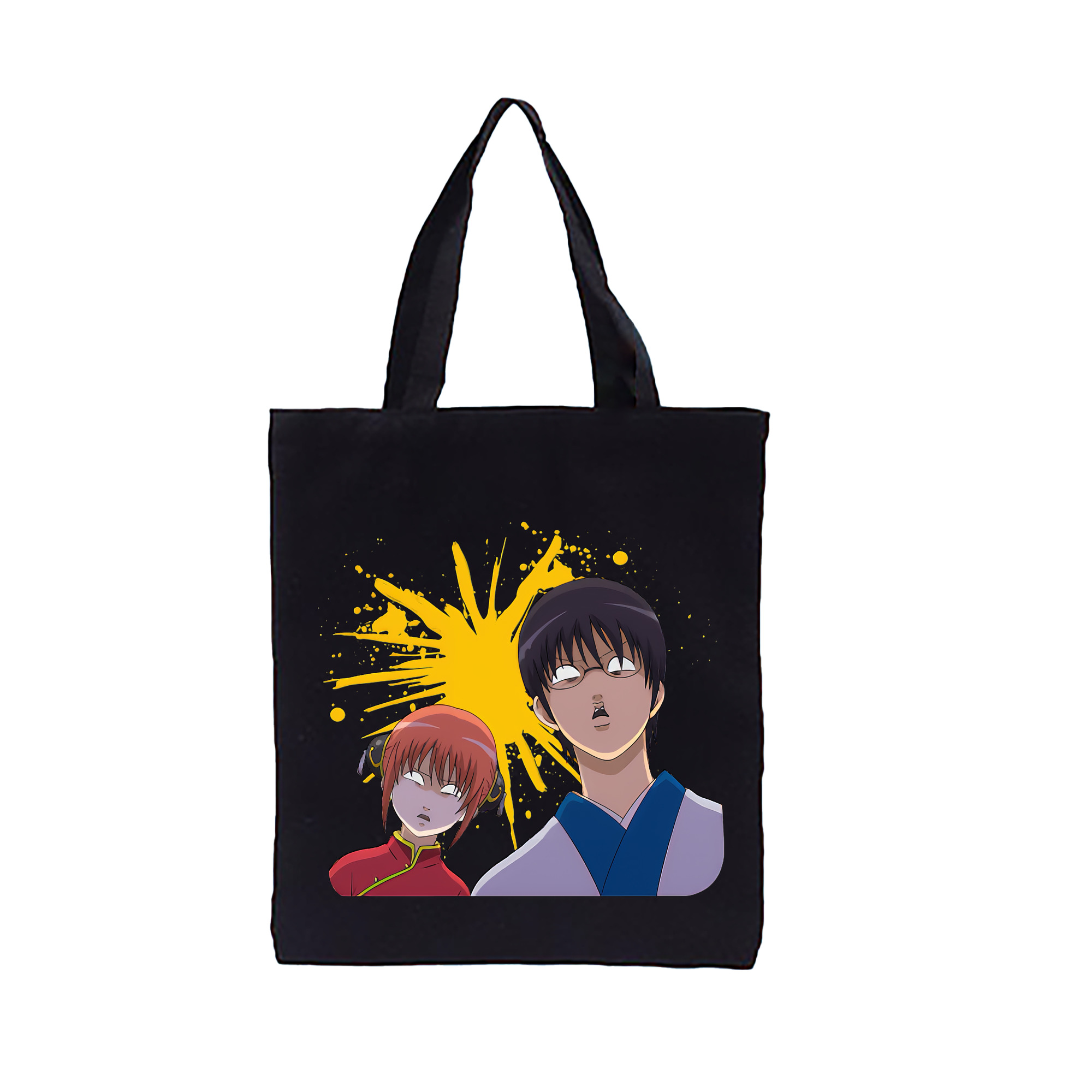 （画像用） ぎんたま 坂田銀時（さかたぎんとき） 神楽 志村新八（しむら しんぱち） GINTAMA Sakata Gintoki Kagura Shimura Shinpachi 縦型キャンバス生地手提げバッグ　トートバッグ