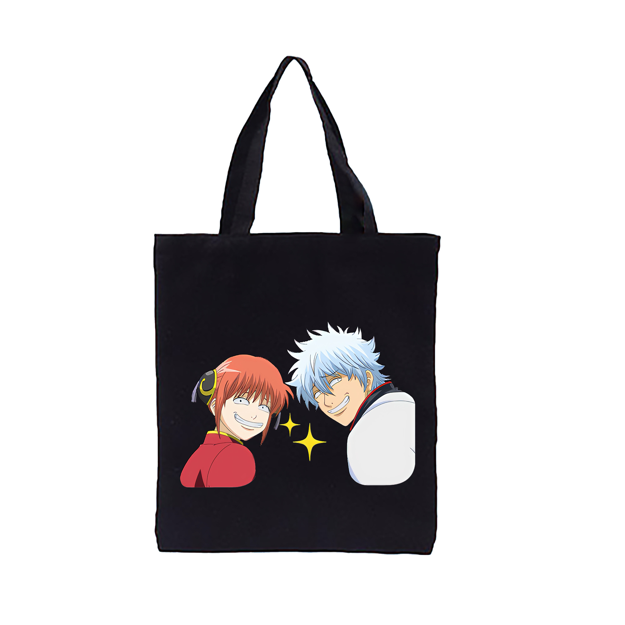 （画像用） ぎんたま 坂田銀時（さかたぎんとき） 神楽 志村新八（しむら しんぱち） GINTAMA Sakata Gintoki Kagura Shimura Shinpachi 縦型キャンバス生地手提げバッグ　トートバッグ