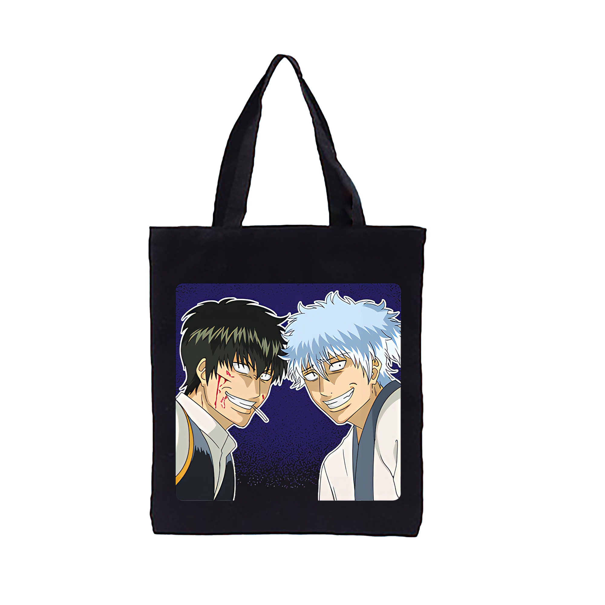 （画像用） ぎんたま 坂田銀時（さかたぎんとき） 神楽 志村新八（しむら しんぱち） GINTAMA Sakata Gintoki Kagura Shimura Shinpachi 縦型キャンバス生地手提げバッグ　トートバッグ