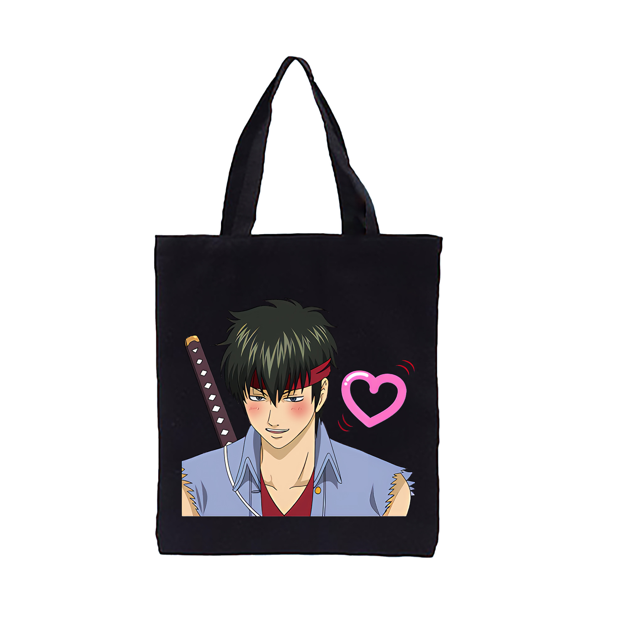（画像用） ぎんたま 坂田銀時（さかたぎんとき） 神楽 志村新八（しむら しんぱち） GINTAMA Sakata Gintoki Kagura Shimura Shinpachi 縦型キャンバス生地手提げバッグ　トートバッグ
