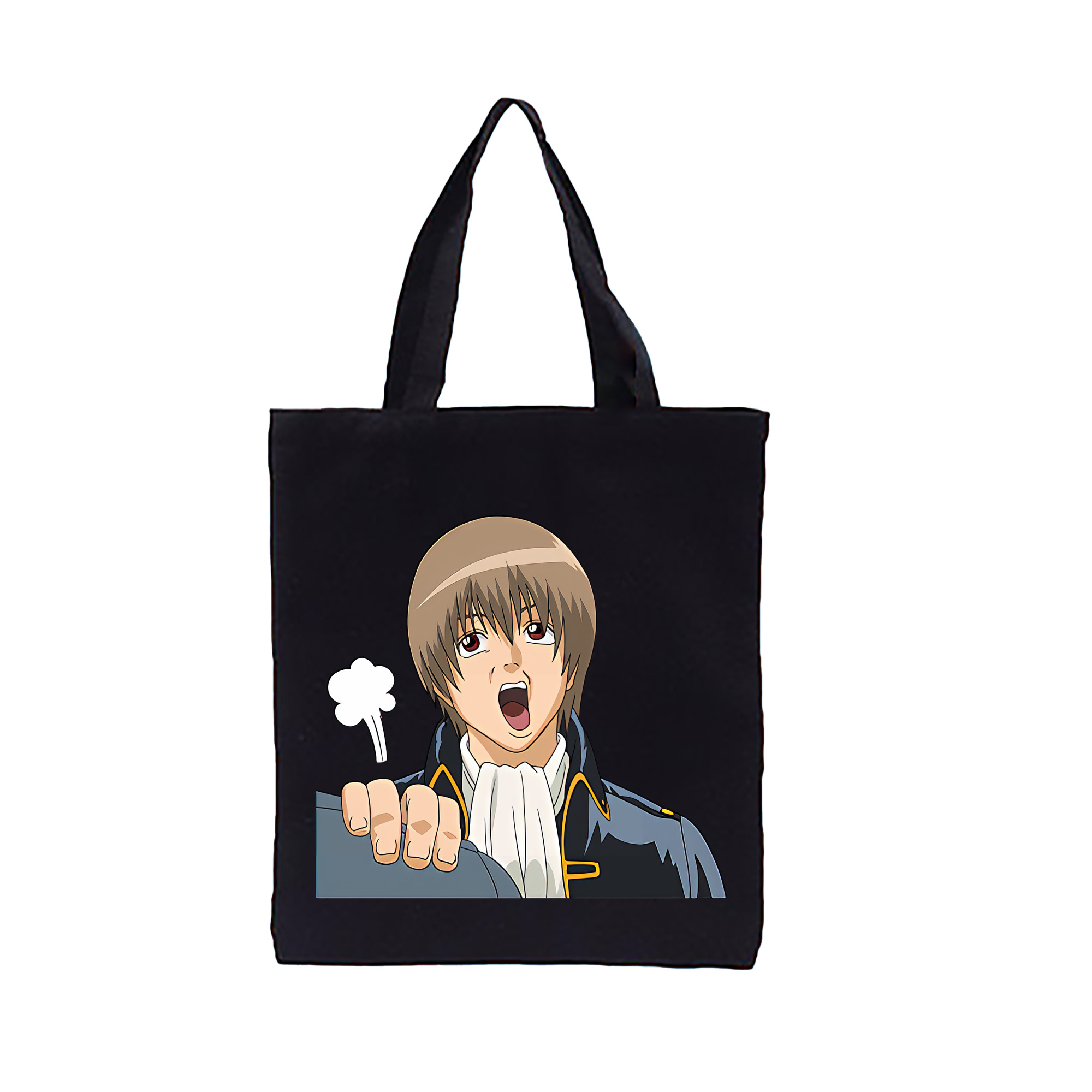 （画像用） ぎんたま 坂田銀時（さかたぎんとき） 神楽 志村新八（しむら しんぱち） GINTAMA Sakata Gintoki Kagura Shimura Shinpachi 縦型キャンバス生地手提げバッグ　トートバッグ