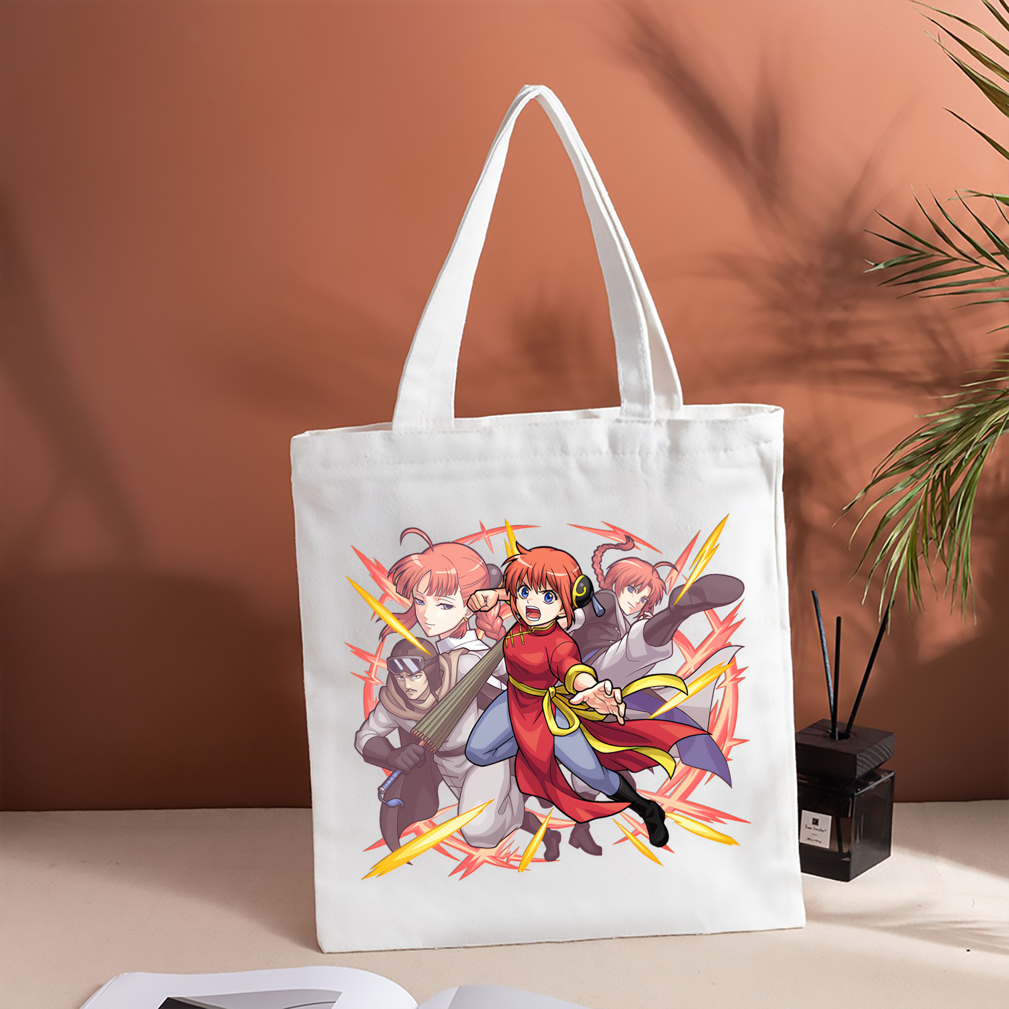 ぎんたま 坂田銀時（さかたぎんとき） 神楽 志村新八（しむら しんぱち） GINTAMA Sakata Gintoki Kagura Shimura Shinpachi 縦型キャンバス生地手提げバッグ　トートバッグ