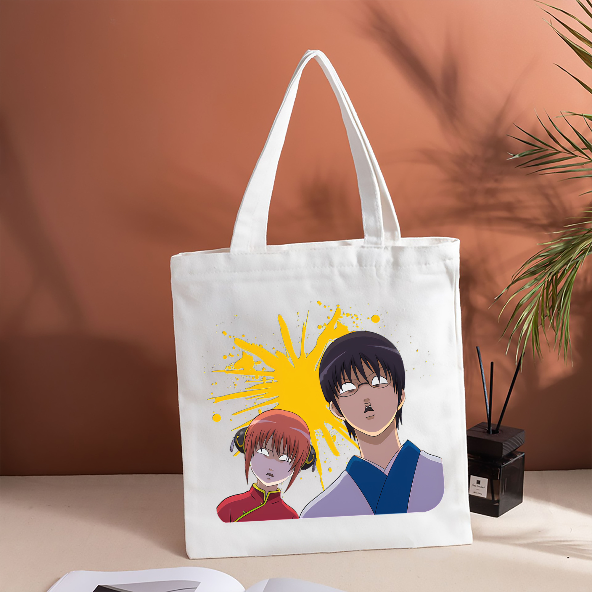 ぎんたま 坂田銀時（さかたぎんとき） 神楽 志村新八（しむら しんぱち） GINTAMA Sakata Gintoki Kagura Shimura Shinpachi 縦型キャンバス生地手提げバッグ　トートバッグ