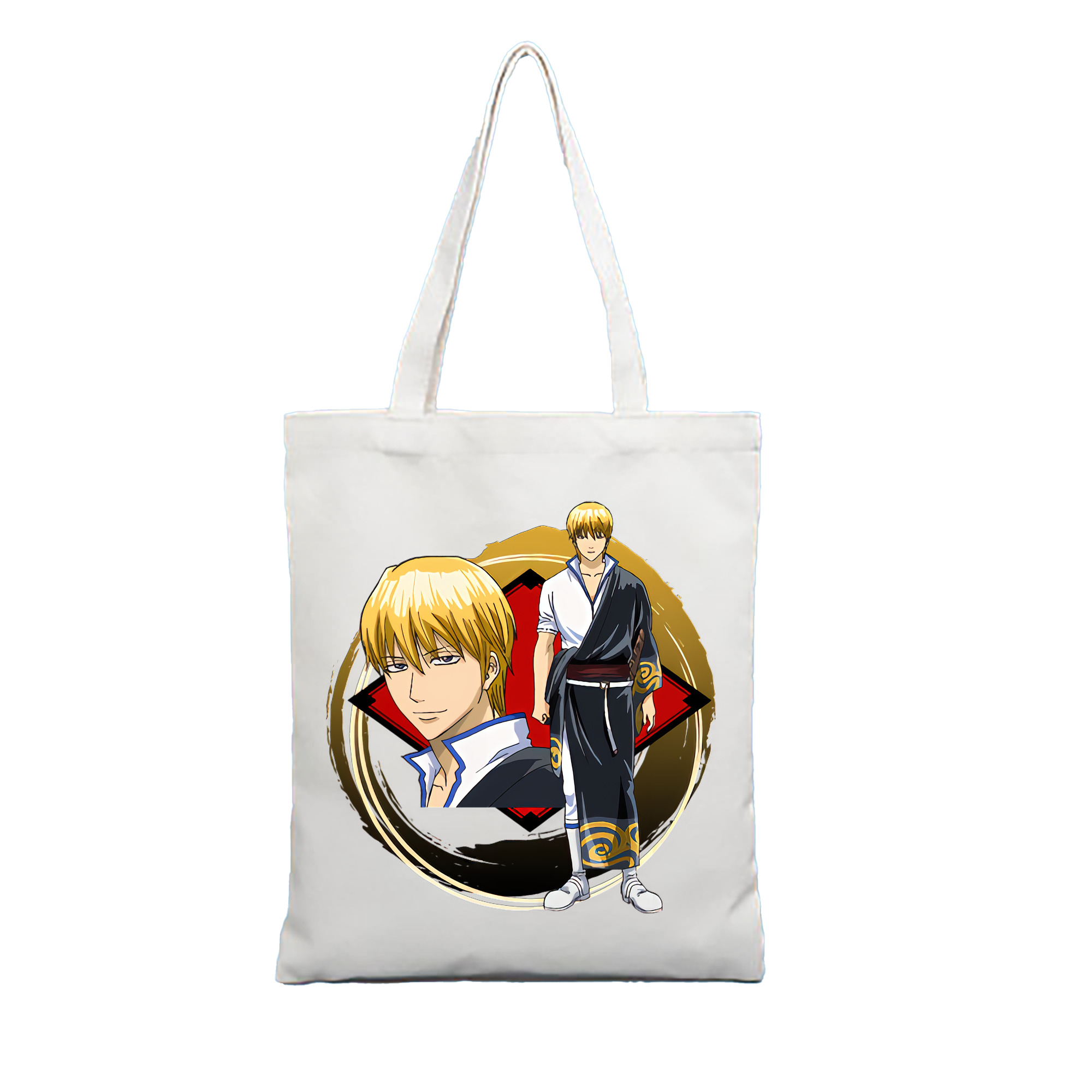 （画像用） ぎんたま 坂田銀時（さかたぎんとき） 神楽 志村新八（しむら しんぱち） GINTAMA Sakata Gintoki Kagura Shimura Shinpachi 縦型キャンバス生地手提げバッグ　トートバッグ