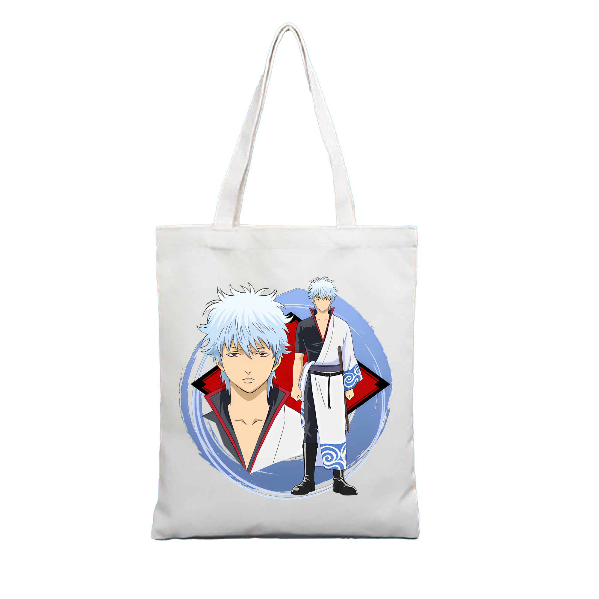 （画像用） ぎんたま 坂田銀時（さかたぎんとき） 神楽 志村新八（しむら しんぱち） GINTAMA Sakata Gintoki Kagura Shimura Shinpachi 縦型キャンバス生地手提げバッグ　トートバッグ