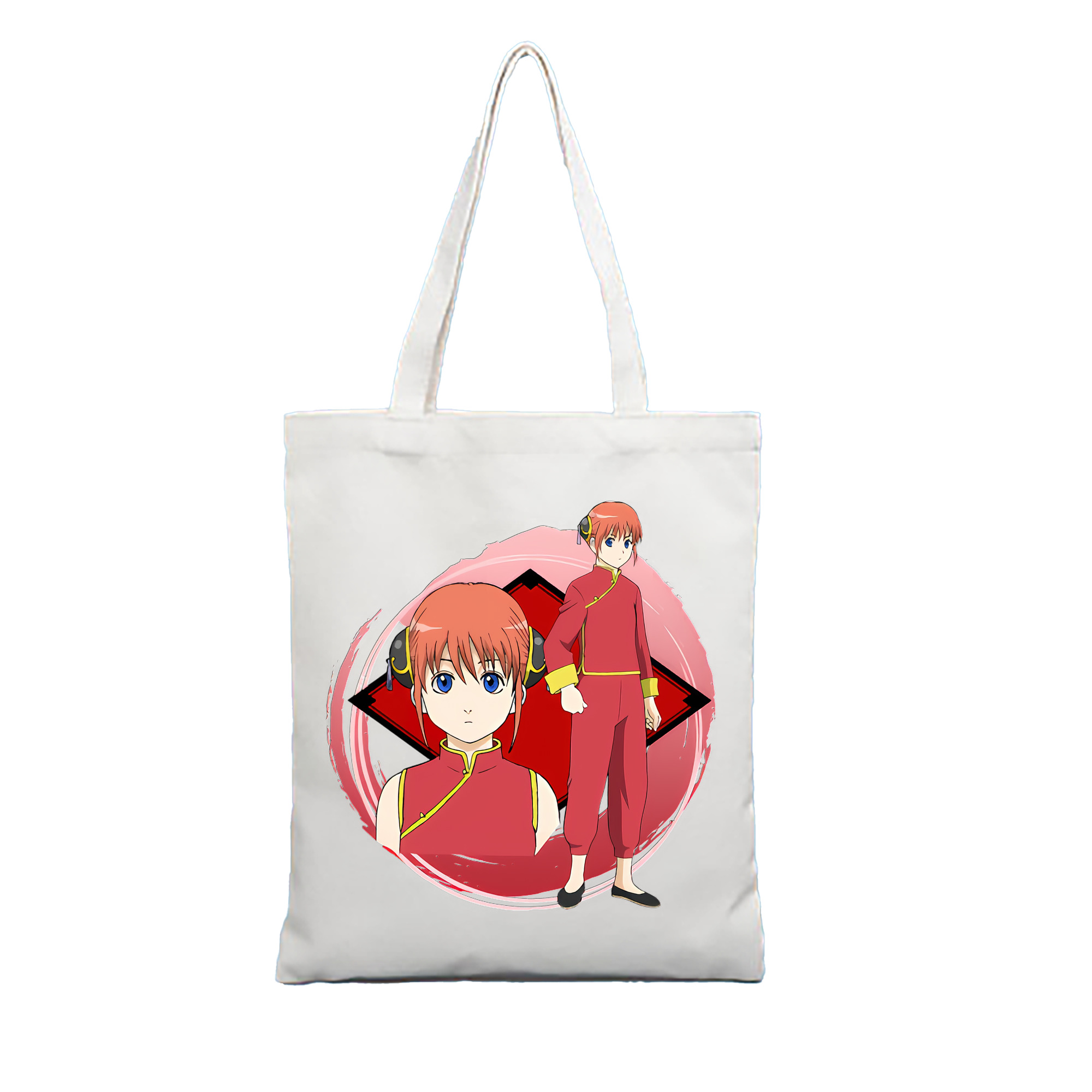 （画像用） ぎんたま 坂田銀時（さかたぎんとき） 神楽 志村新八（しむら しんぱち） GINTAMA Sakata Gintoki Kagura Shimura Shinpachi 縦型キャンバス生地手提げバッグ　トートバッグ