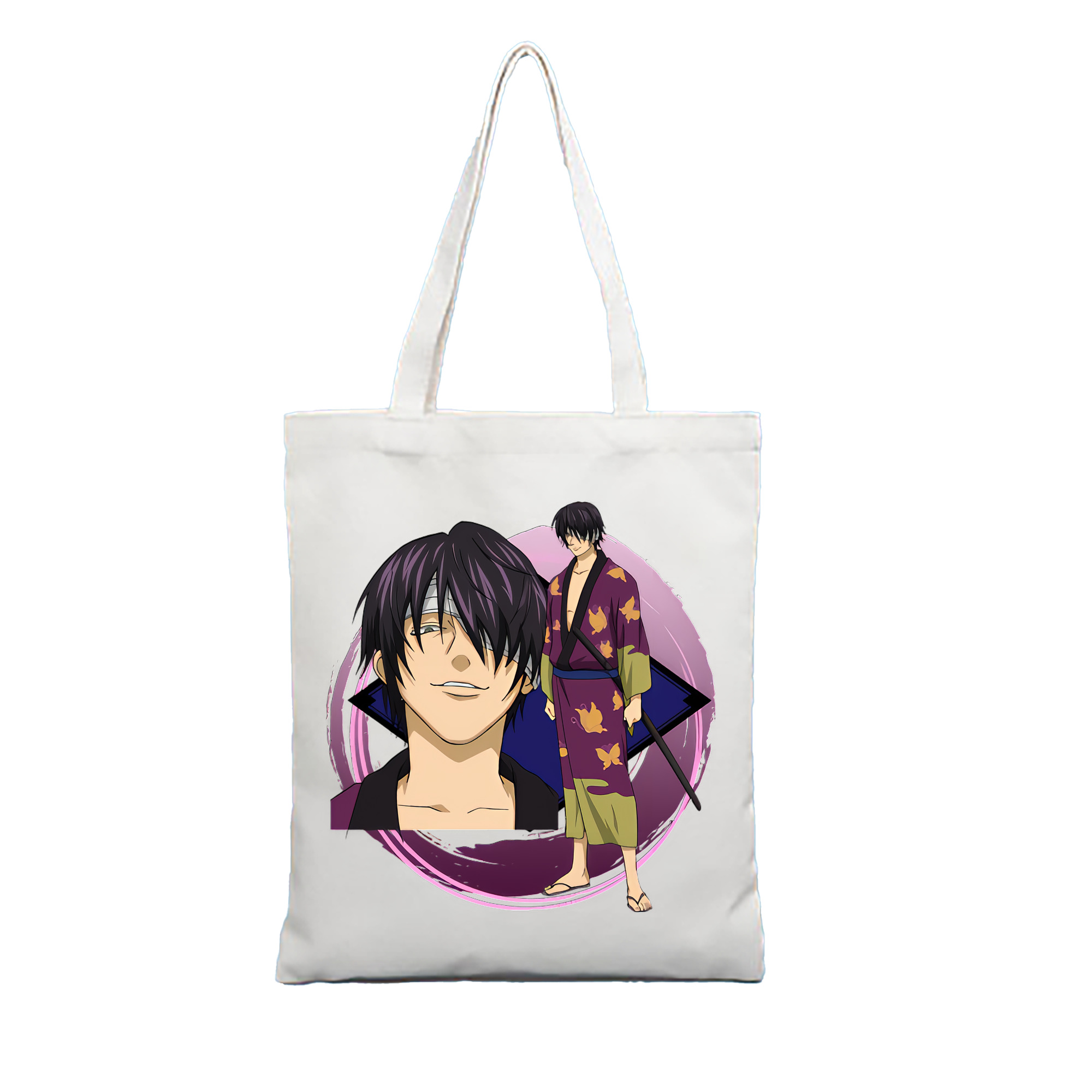（画像用） ぎんたま 坂田銀時（さかたぎんとき） 神楽 志村新八（しむら しんぱち） GINTAMA Sakata Gintoki Kagura Shimura Shinpachi 縦型キャンバス生地手提げバッグ　トートバッグ