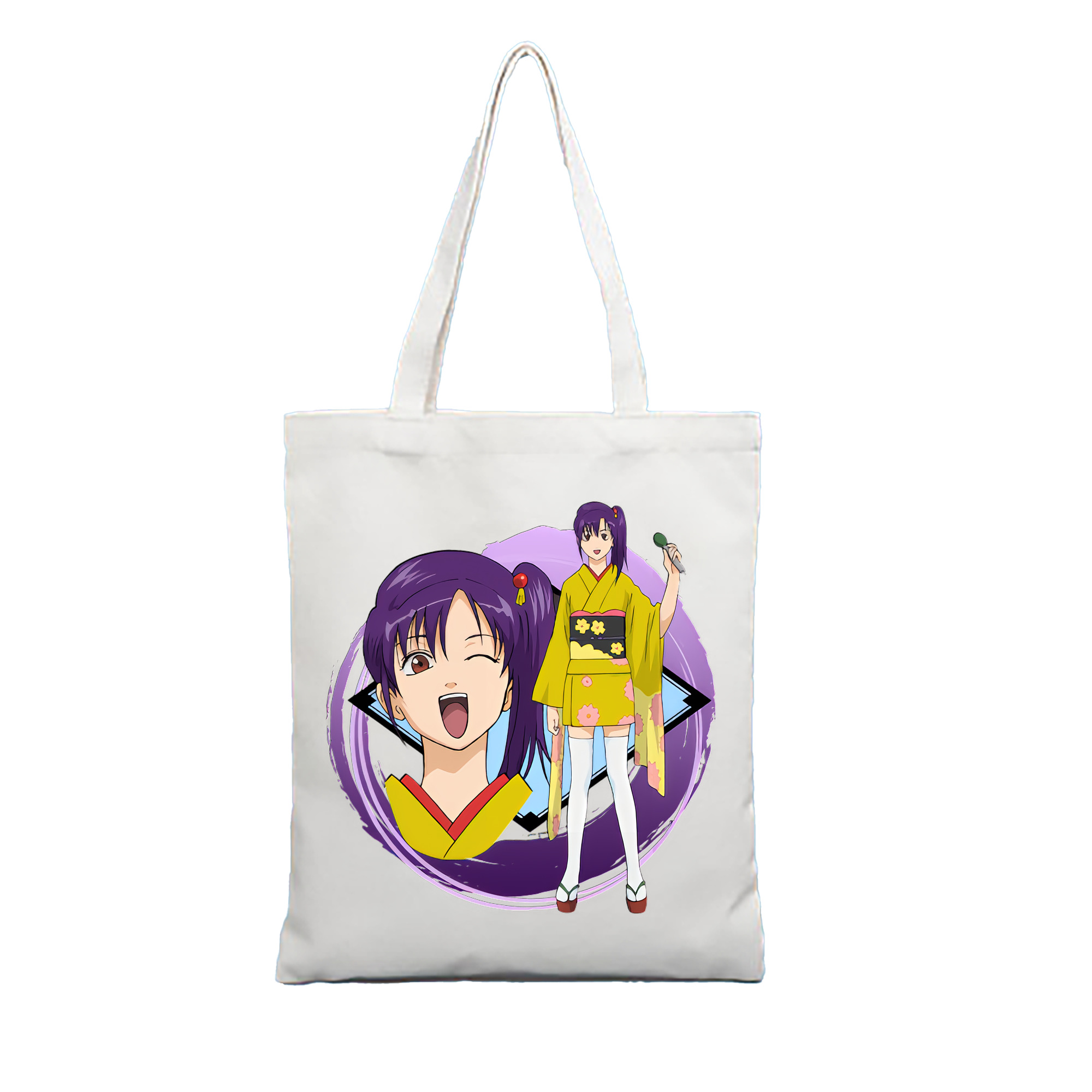 （画像用） ぎんたま 坂田銀時（さかたぎんとき） 神楽 志村新八（しむら しんぱち） GINTAMA Sakata Gintoki Kagura Shimura Shinpachi 縦型キャンバス生地手提げバッグ　トートバッグ
