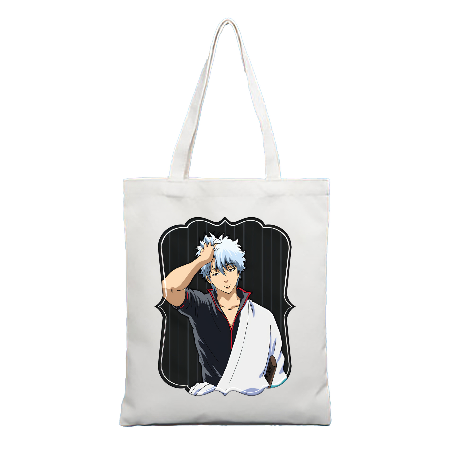 （画像用） ぎんたま 坂田銀時（さかたぎんとき） 神楽 志村新八（しむら しんぱち） GINTAMA Sakata Gintoki Kagura Shimura Shinpachi 縦型キャンバス生地手提げバッグ　トートバッグ