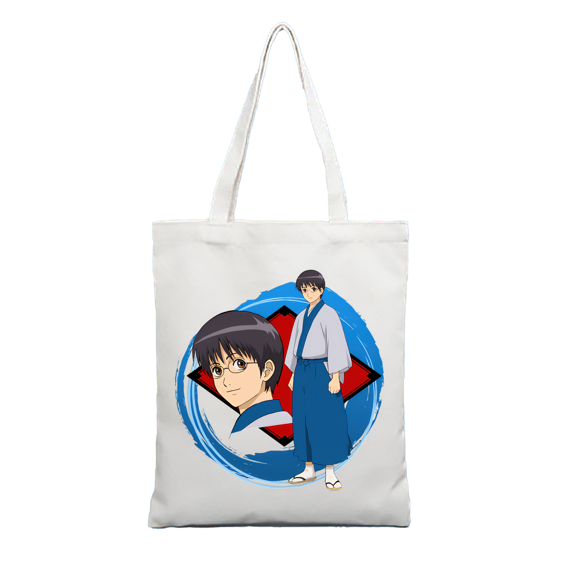 （画像用） ぎんたま 坂田銀時（さかたぎんとき） 神楽 志村新八（しむら しんぱち） GINTAMA Sakata Gintoki Kagura Shimura Shinpachi 縦型キャンバス生地手提げバッグ　トートバッグ