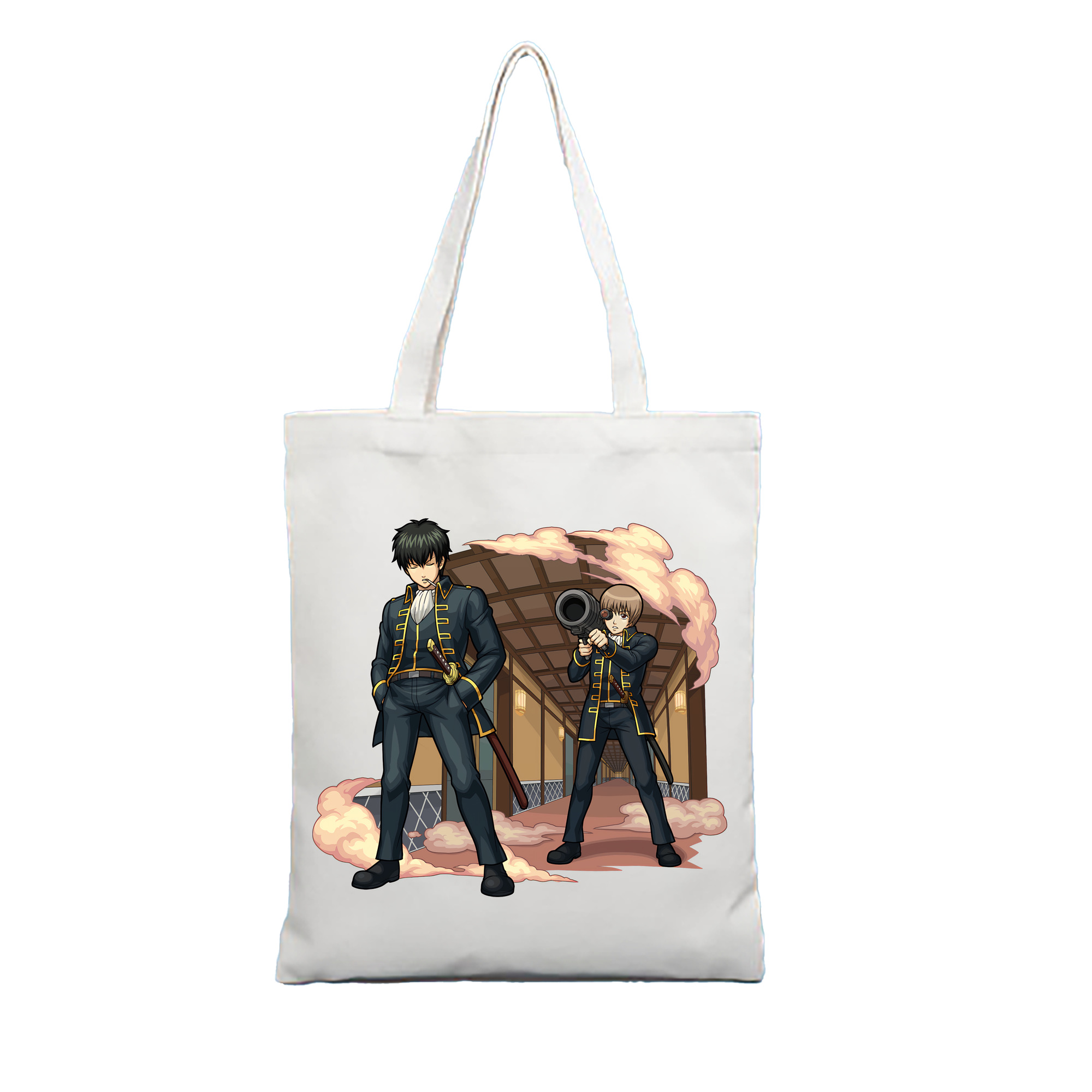 （画像用） ぎんたま 坂田銀時（さかたぎんとき） 神楽 志村新八（しむら しんぱち） GINTAMA Sakata Gintoki Kagura Shimura Shinpachi 縦型キャンバス生地手提げバッグ　トートバッグ