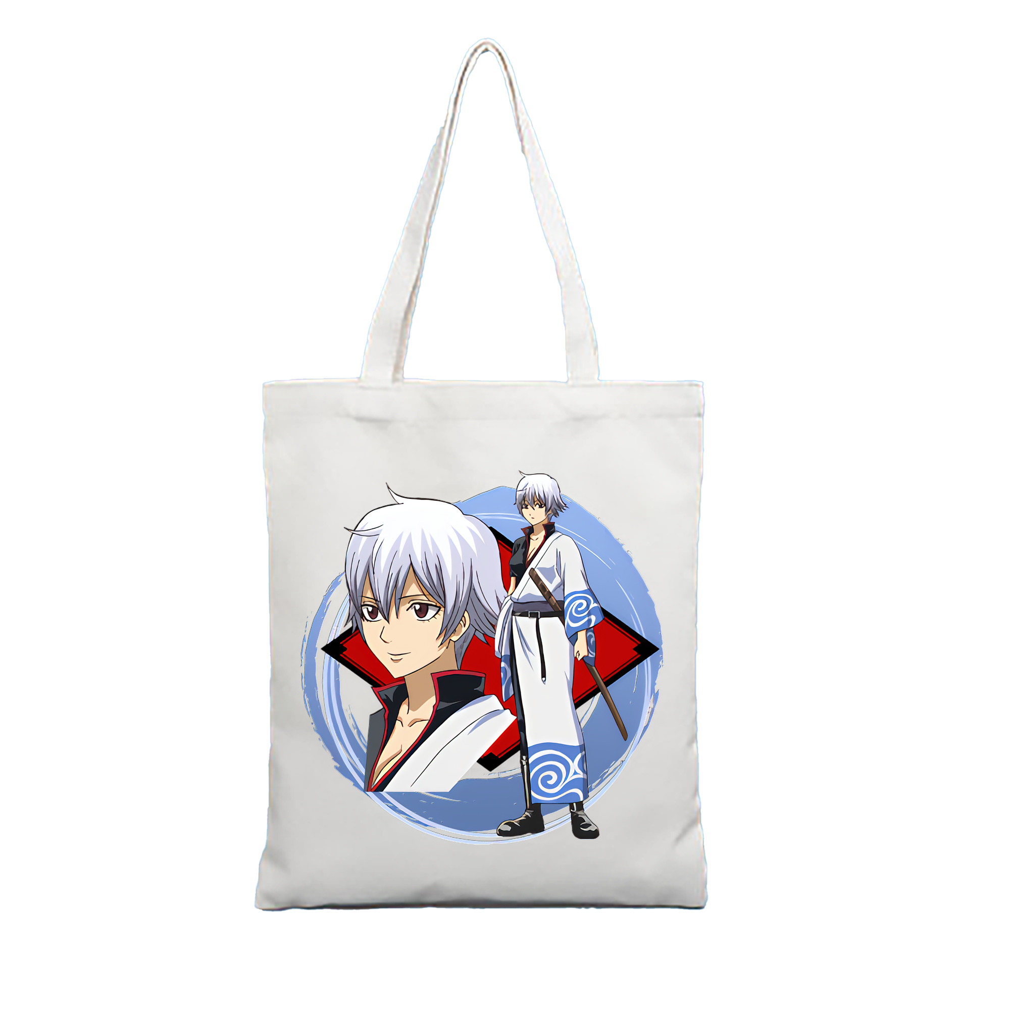 （画像用） ぎんたま 坂田銀時（さかたぎんとき） 神楽 志村新八（しむら しんぱち） GINTAMA Sakata Gintoki Kagura Shimura Shinpachi 縦型キャンバス生地手提げバッグ　トートバッグ