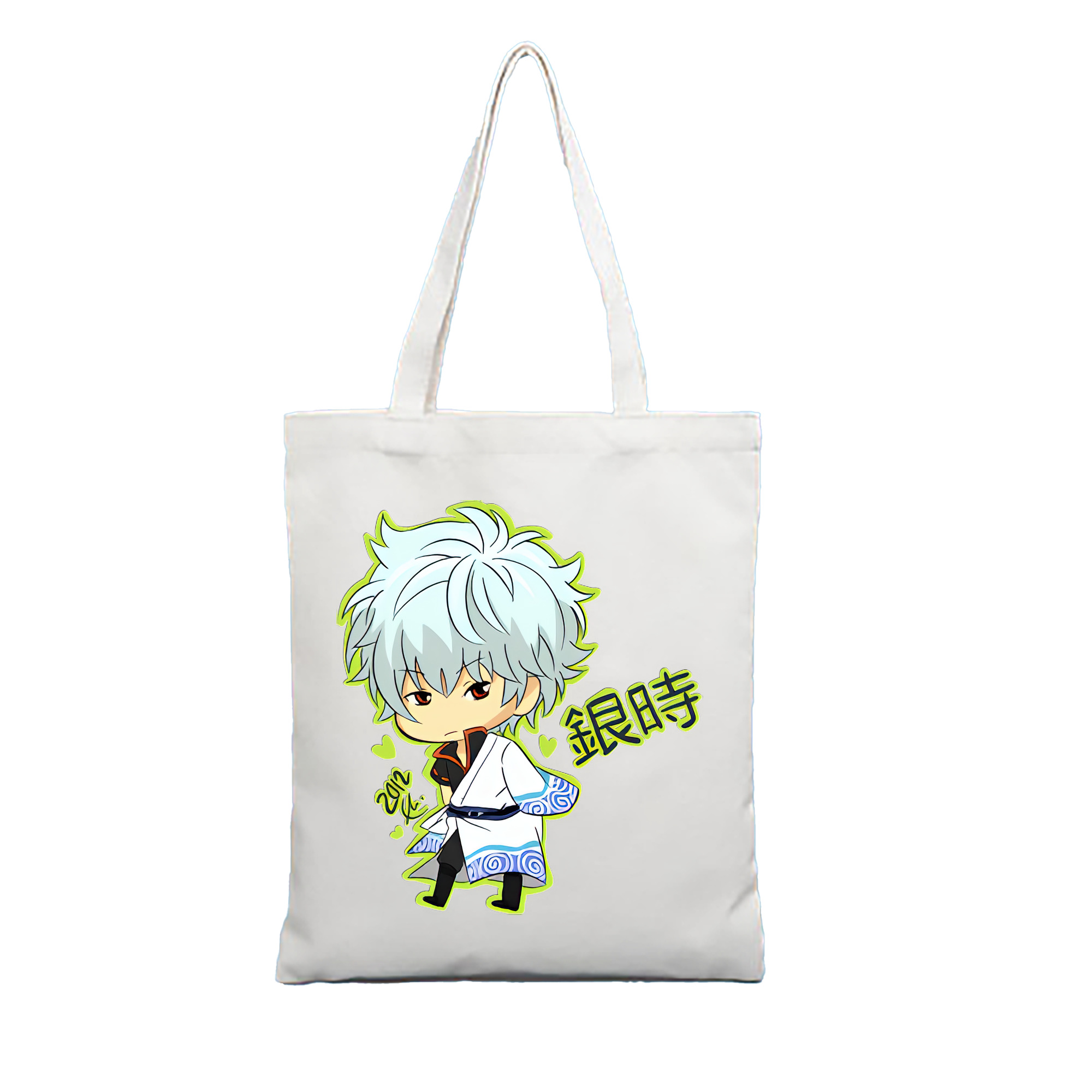 （画像用） ぎんたま 坂田銀時（さかたぎんとき） 神楽 志村新八（しむら しんぱち） GINTAMA Sakata Gintoki Kagura Shimura Shinpachi 縦型キャンバス生地手提げバッグ　トートバッグ