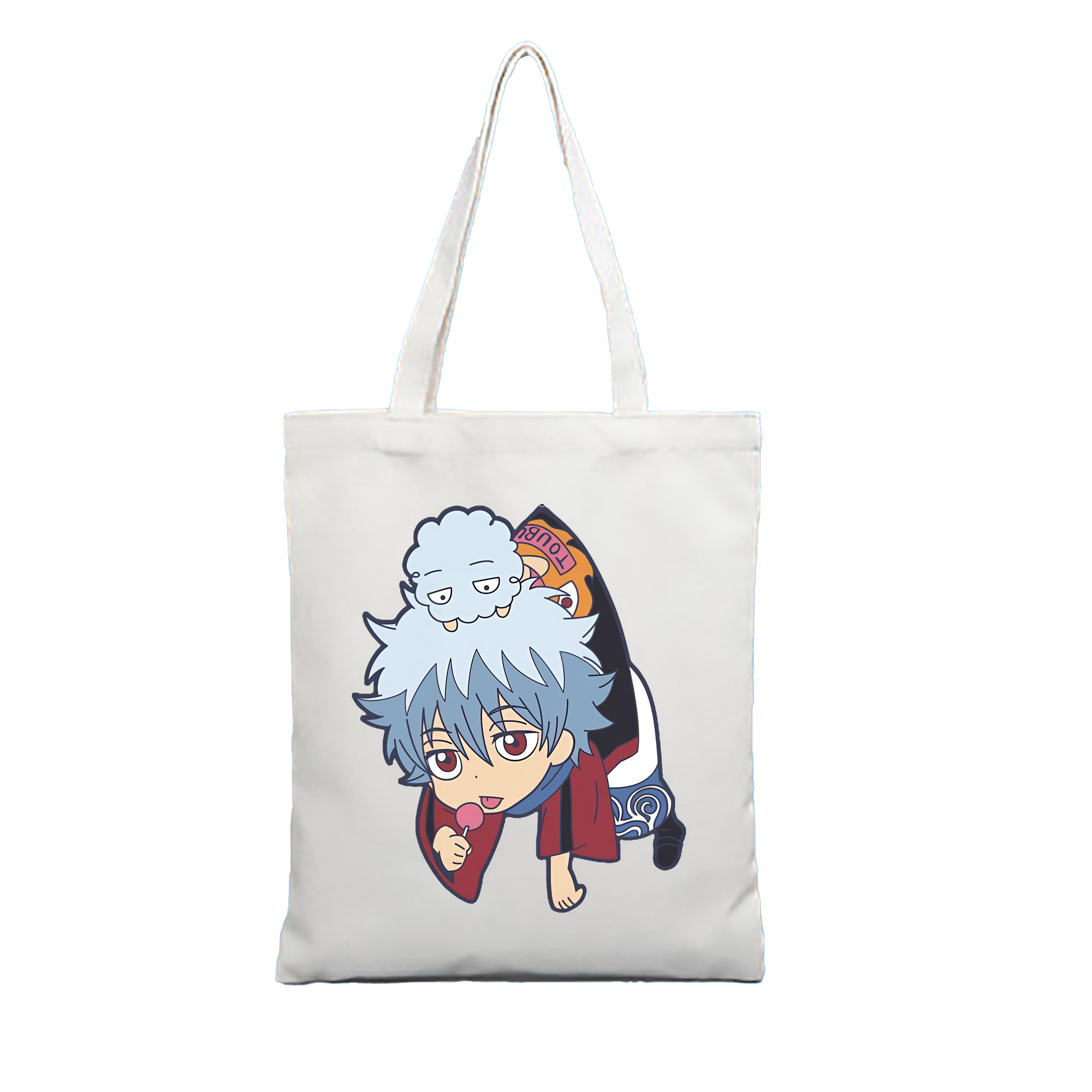 （画像用） ぎんたま 坂田銀時（さかたぎんとき） 神楽 志村新八（しむら しんぱち） GINTAMA Sakata Gintoki Kagura Shimura Shinpachi 縦型キャンバス生地手提げバッグ　トートバッグ