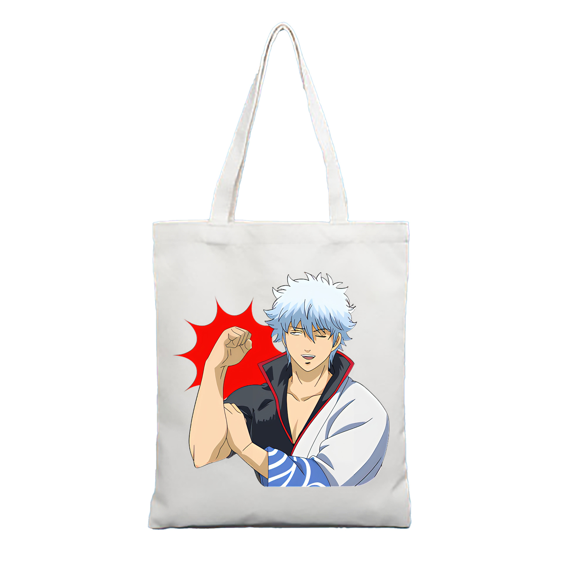 （画像用） ぎんたま 坂田銀時（さかたぎんとき） 神楽 志村新八（しむら しんぱち） GINTAMA Sakata Gintoki Kagura Shimura Shinpachi 縦型キャンバス生地手提げバッグ　トートバッグ