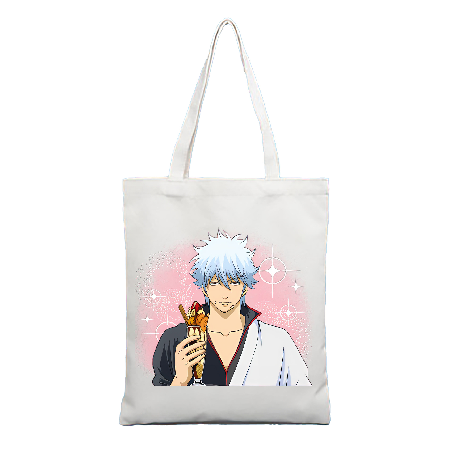 （画像用） ぎんたま 坂田銀時（さかたぎんとき） 神楽 志村新八（しむら しんぱち） GINTAMA Sakata Gintoki Kagura Shimura Shinpachi 縦型キャンバス生地手提げバッグ　トートバッグ