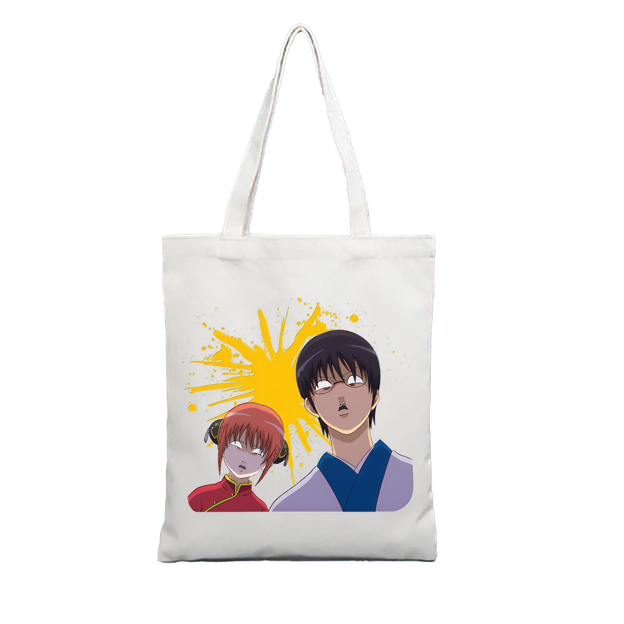 （画像用） ぎんたま 坂田銀時（さかたぎんとき） 神楽 志村新八（しむら しんぱち） GINTAMA Sakata Gintoki Kagura Shimura Shinpachi 縦型キャンバス生地手提げバッグ　トートバッグ