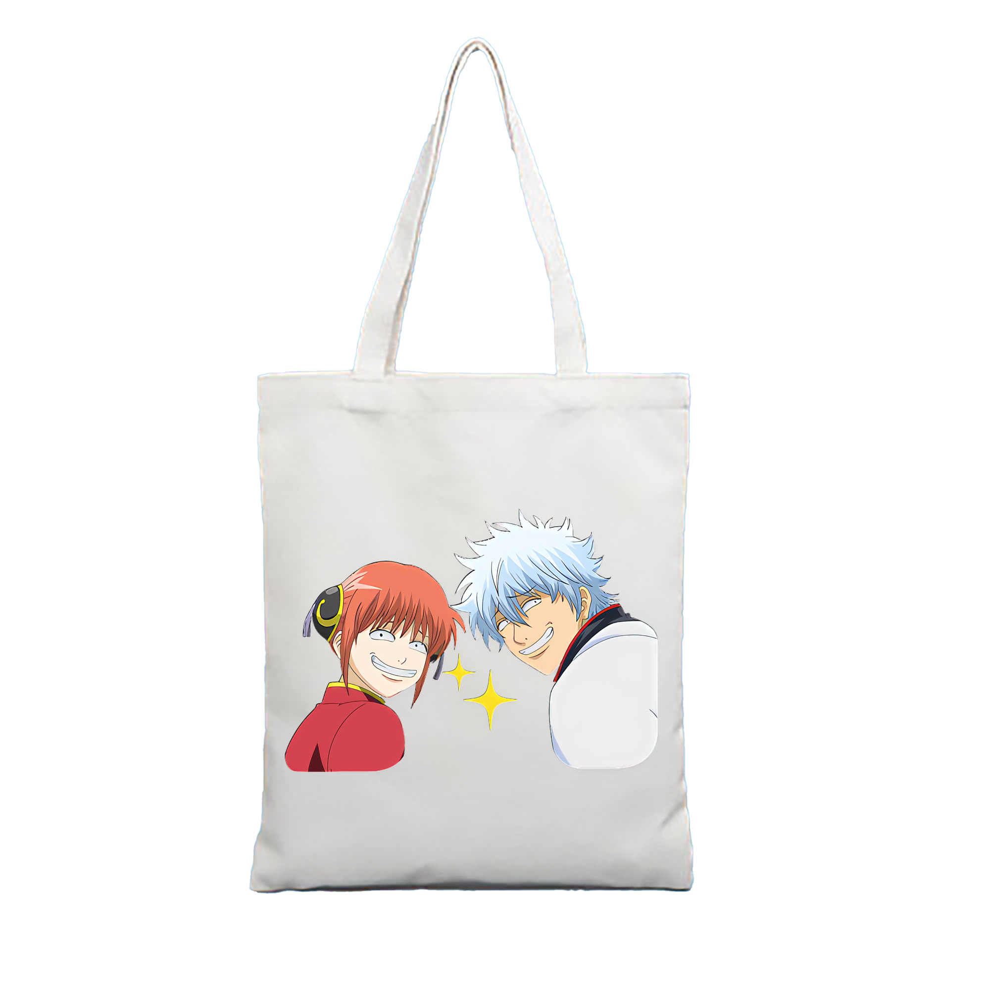 （画像用） ぎんたま 坂田銀時（さかたぎんとき） 神楽 志村新八（しむら しんぱち） GINTAMA Sakata Gintoki Kagura Shimura Shinpachi 縦型キャンバス生地手提げバッグ　トートバッグ