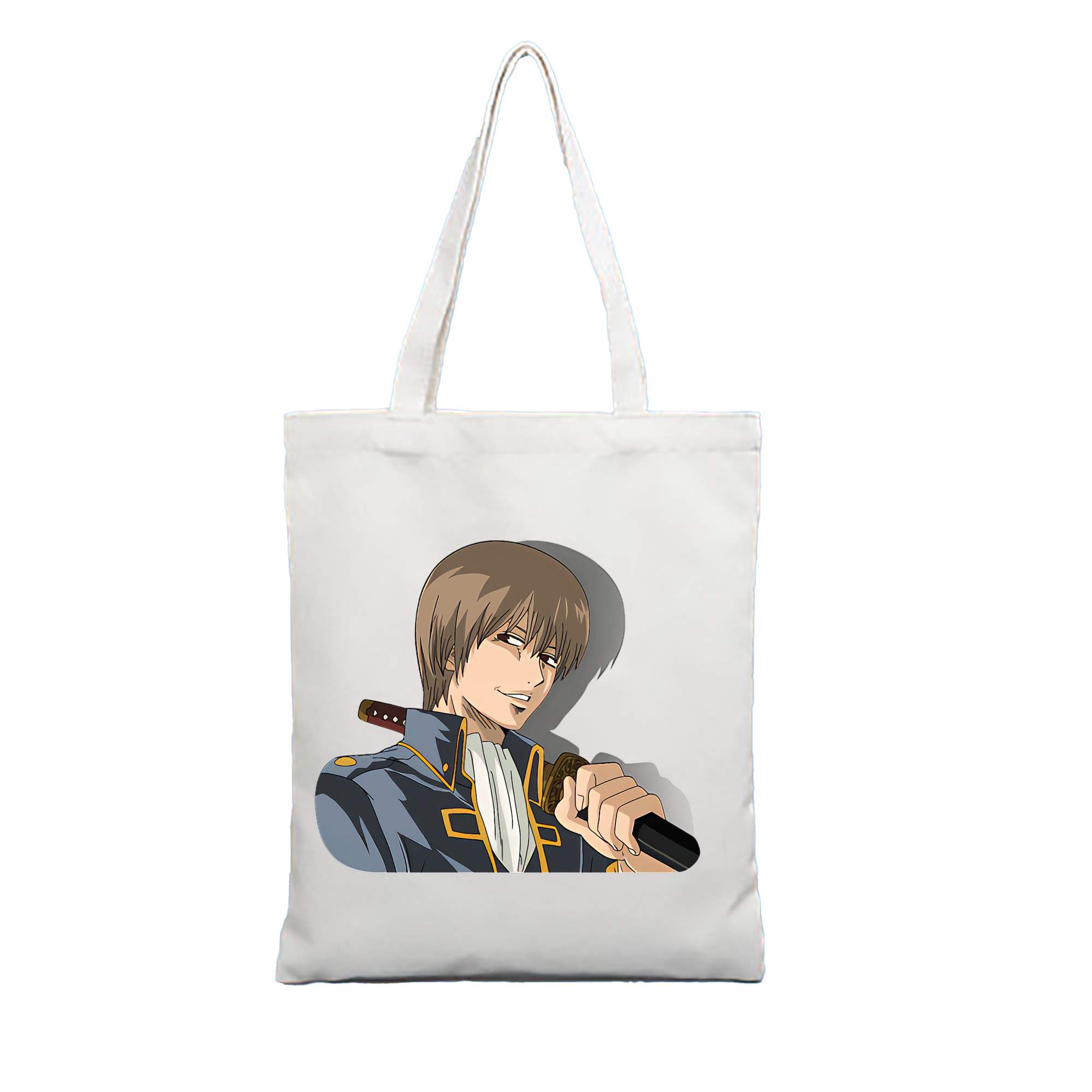（画像用） ぎんたま 坂田銀時（さかたぎんとき） 神楽 志村新八（しむら しんぱち） GINTAMA Sakata Gintoki Kagura Shimura Shinpachi 縦型キャンバス生地手提げバッグ　トートバッグ