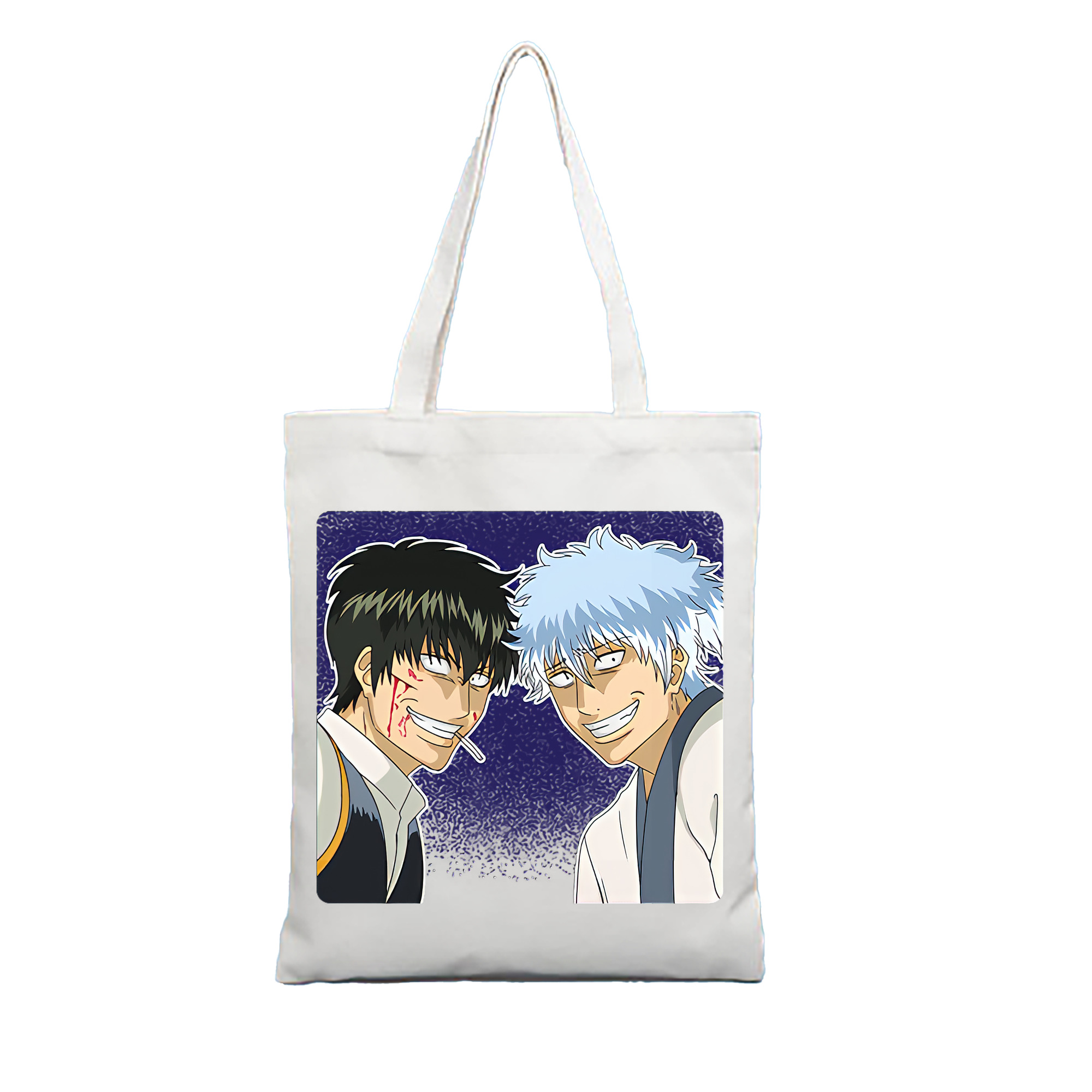 （画像用） ぎんたま 坂田銀時（さかたぎんとき） 神楽 志村新八（しむら しんぱち） GINTAMA Sakata Gintoki Kagura Shimura Shinpachi 縦型キャンバス生地手提げバッグ　トートバッグ