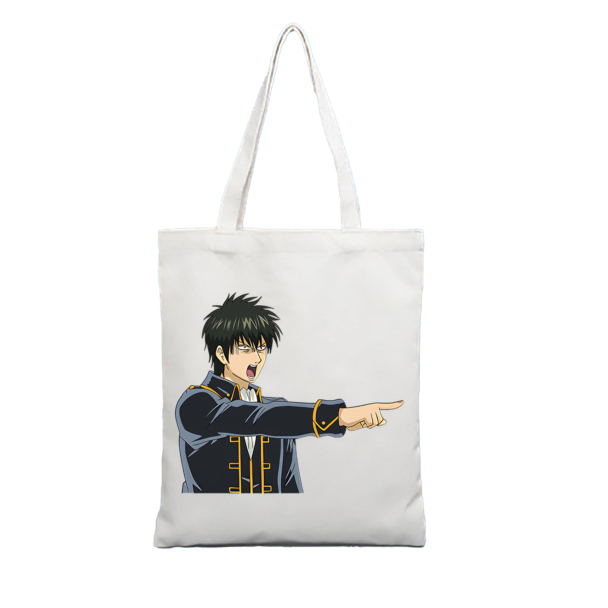 （画像用） ぎんたま 坂田銀時（さかたぎんとき） 神楽 志村新八（しむら しんぱち） GINTAMA Sakata Gintoki Kagura Shimura Shinpachi 縦型キャンバス生地手提げバッグ　トートバッグ