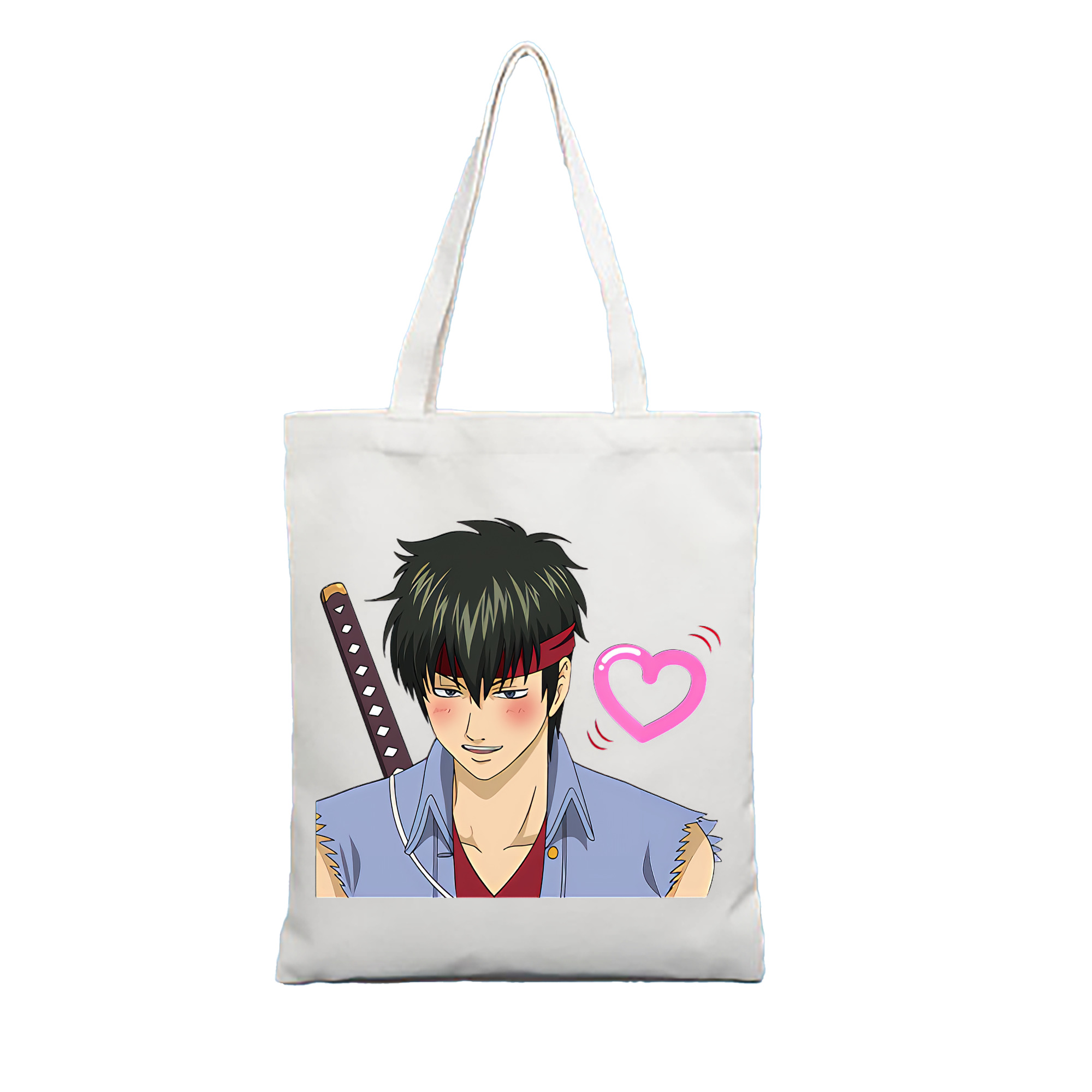 （画像用） ぎんたま 坂田銀時（さかたぎんとき） 神楽 志村新八（しむら しんぱち） GINTAMA Sakata Gintoki Kagura Shimura Shinpachi 縦型キャンバス生地手提げバッグ　トートバッグ