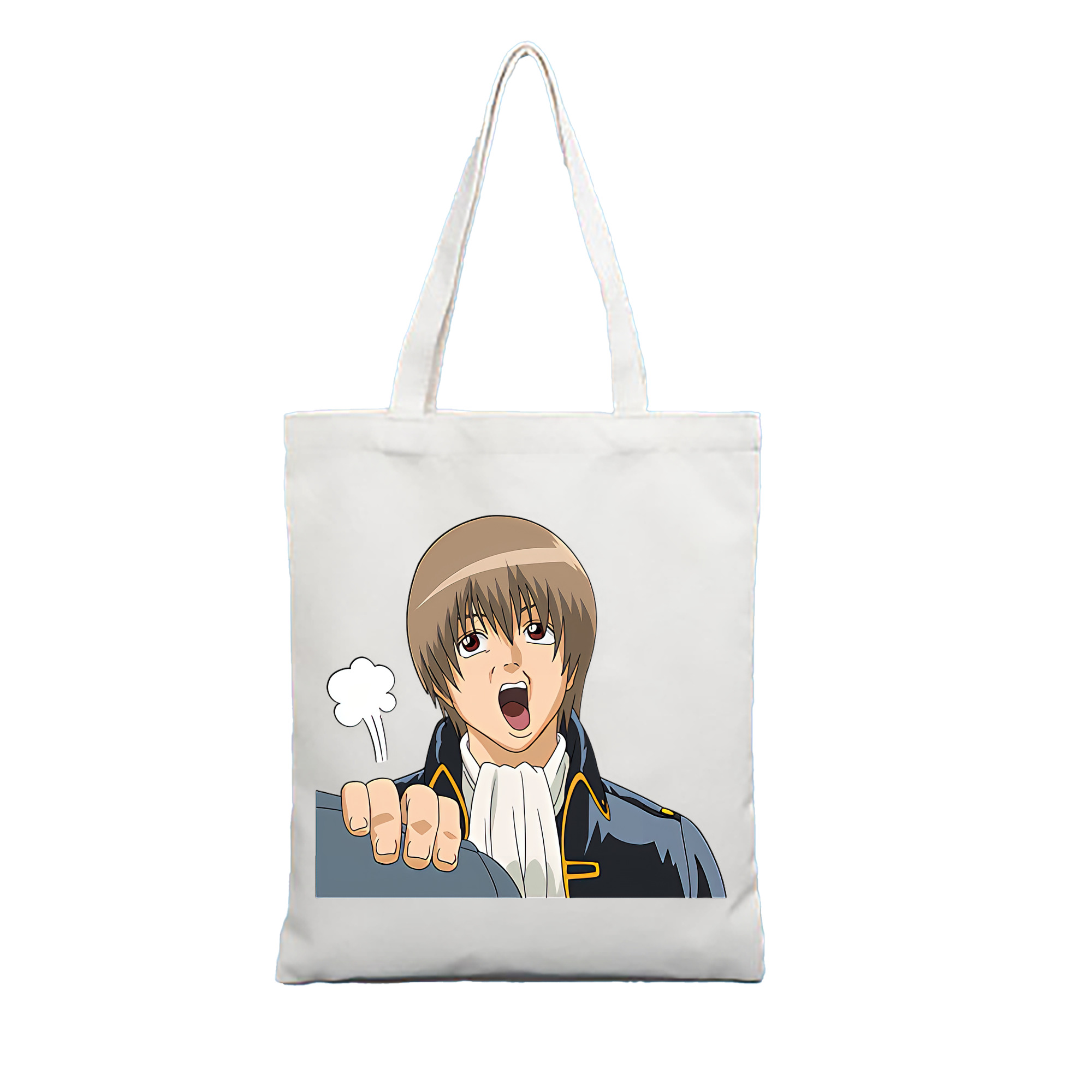 （画像用） ぎんたま 坂田銀時（さかたぎんとき） 神楽 志村新八（しむら しんぱち） GINTAMA Sakata Gintoki Kagura Shimura Shinpachi 縦型キャンバス生地手提げバッグ　トートバッグ