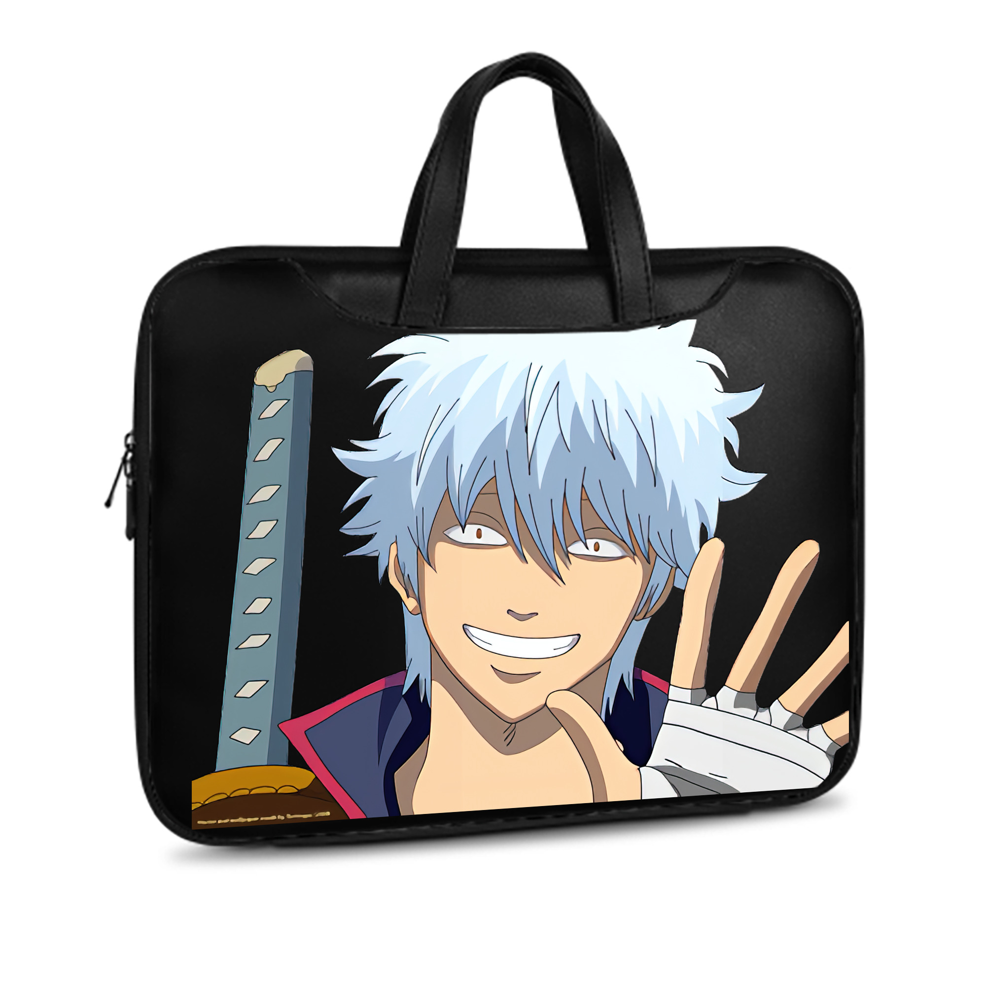（画像用） ぎんたま 坂田銀時（さかたぎんとき） 神楽 志村新八（しむら しんぱち） GINTAMA Sakata Gintoki Kagura Shimura Shinpachi レザーラップトップバッグ　ノートパソコンケース