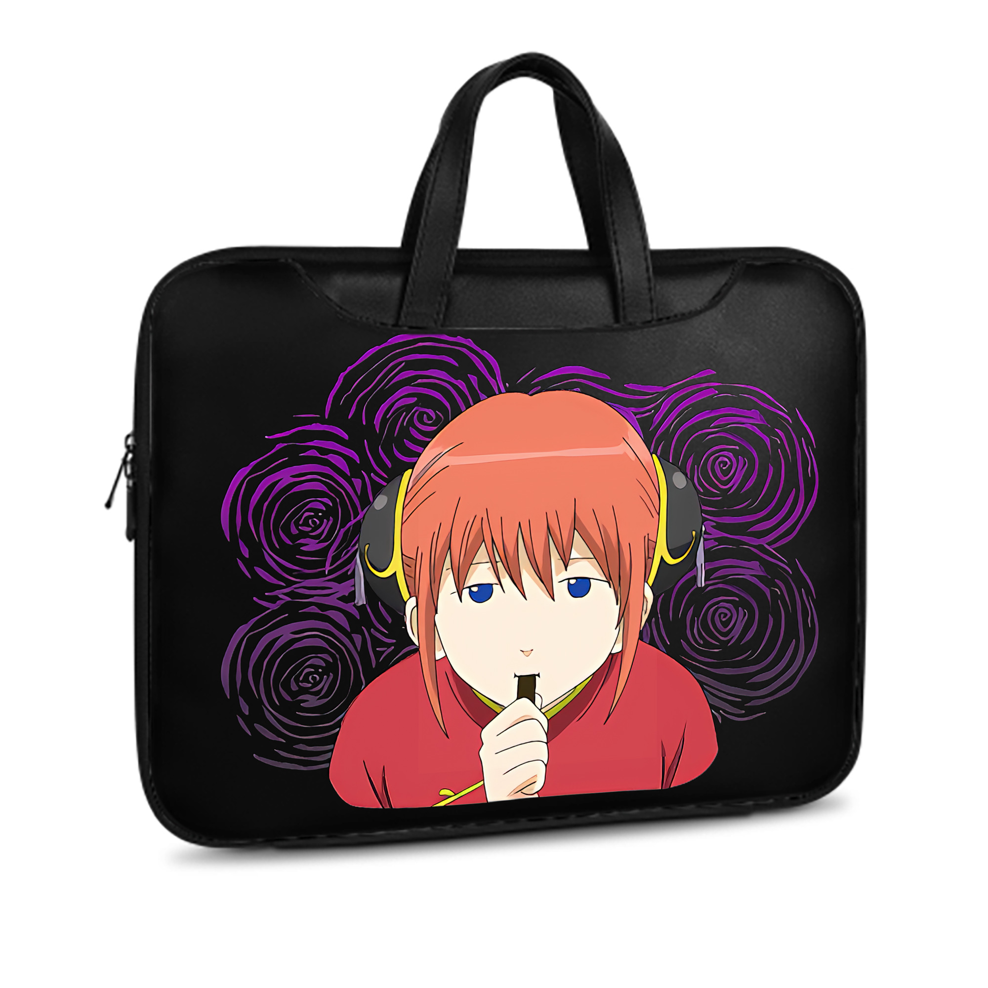 （画像用） ぎんたま 坂田銀時（さかたぎんとき） 神楽 志村新八（しむら しんぱち） GINTAMA Sakata Gintoki Kagura Shimura Shinpachi レザーラップトップバッグ　ノートパソコンケース