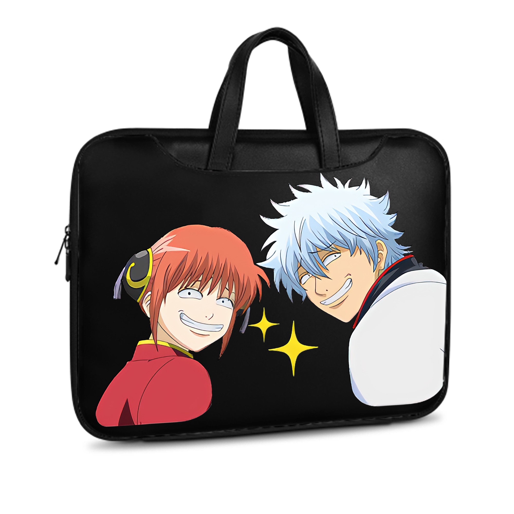 （画像用） ぎんたま 坂田銀時（さかたぎんとき） 神楽 志村新八（しむら しんぱち） GINTAMA Sakata Gintoki Kagura Shimura Shinpachi レザーラップトップバッグ　ノートパソコンケース
