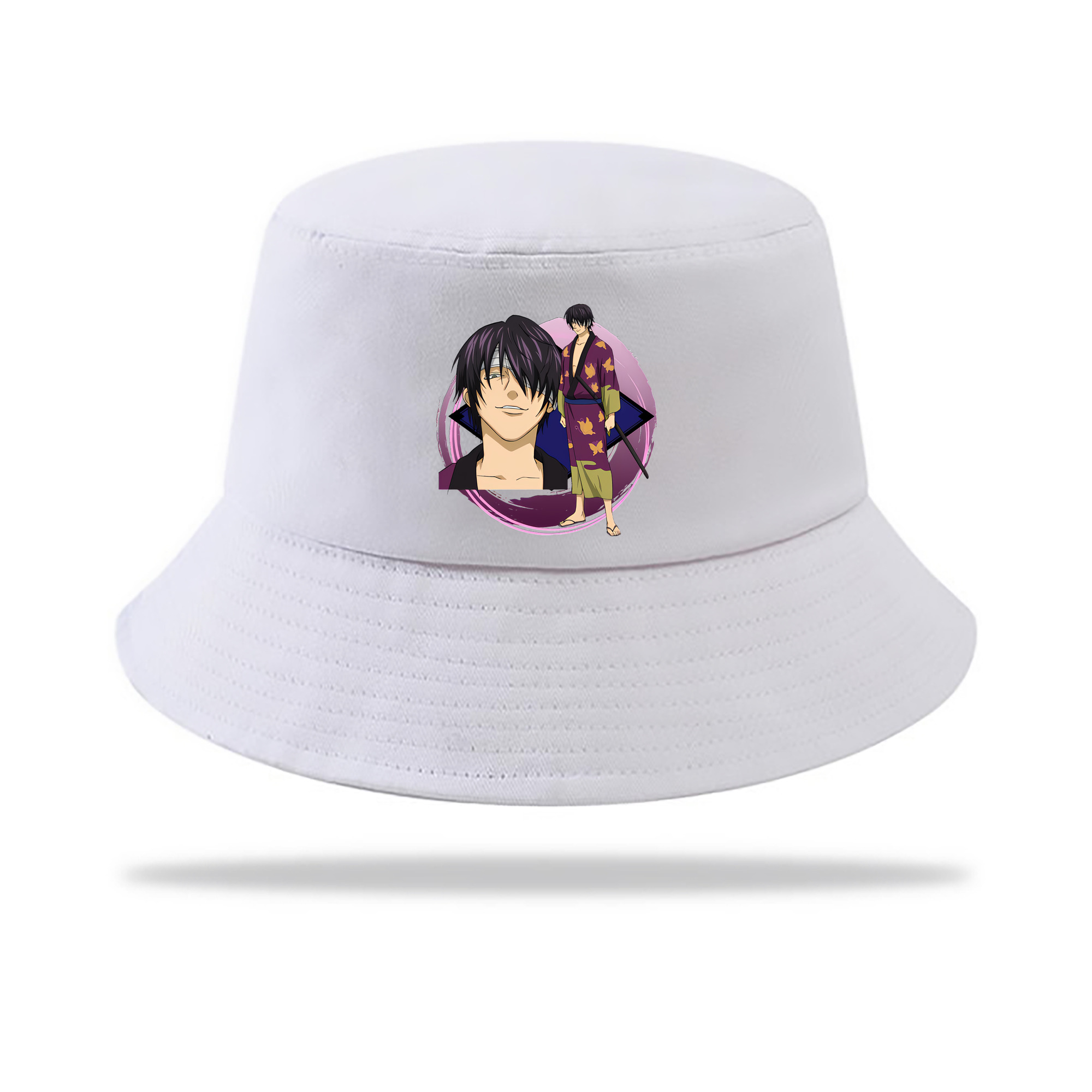 （画像用） ぎんたま 坂田銀時（さかたぎんとき） 神楽 志村新八（しむら しんぱち） GINTAMA Sakata Gintoki Kagura Shimura Shinpachi アウトドア日除けバケットハット