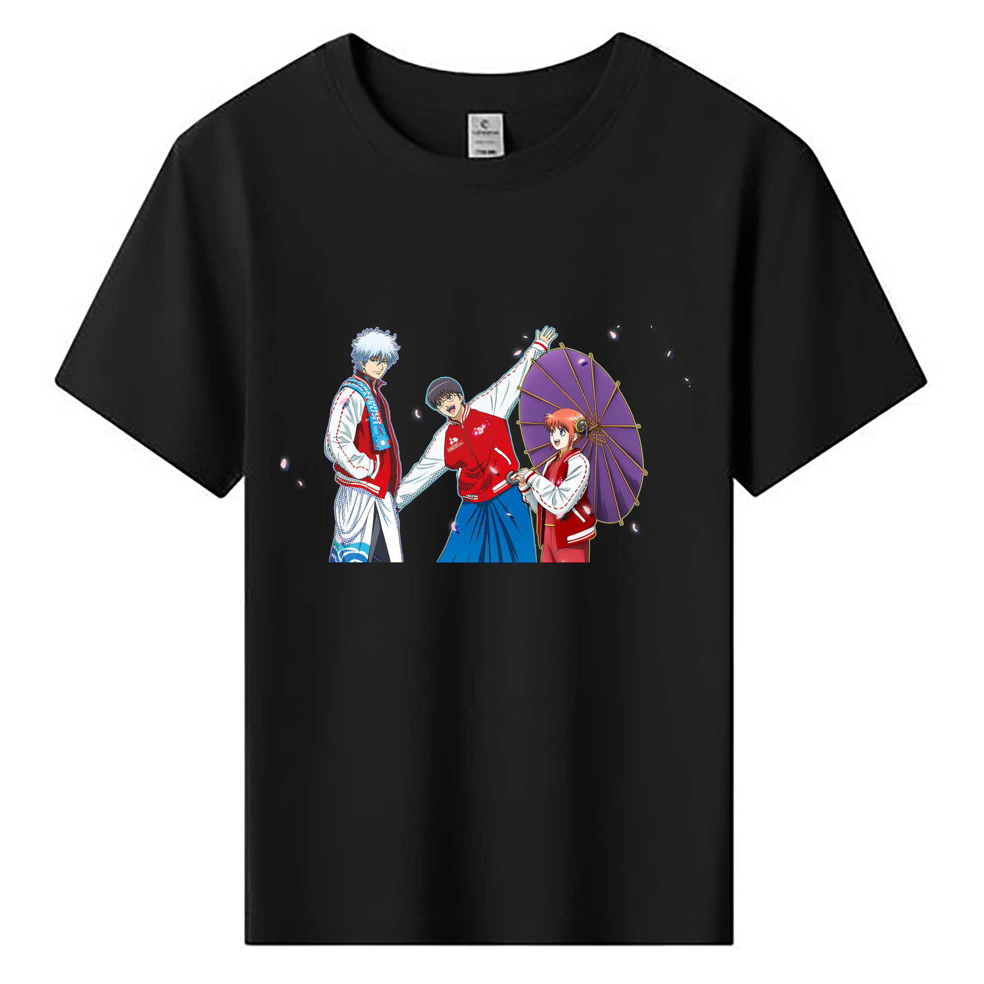 （画像用） ぎんたま 坂田銀時（さかたぎんとき） 神楽 志村新八（しむら しんぱち） GINTAMA Sakata Gintoki Kagura Shimura Shinpachi 綿100％キッズTシャツ（フロントプリント）