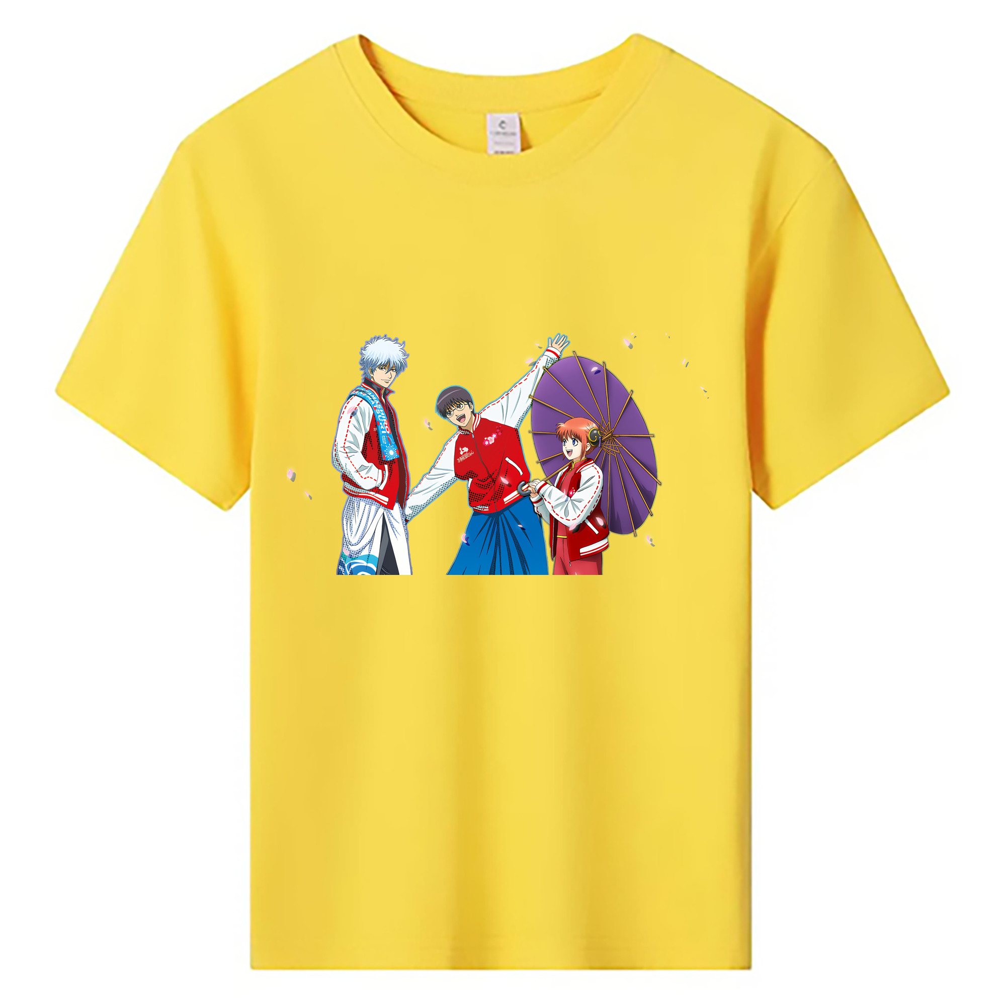 （画像用） ぎんたま 坂田銀時（さかたぎんとき） 神楽 志村新八（しむら しんぱち） GINTAMA Sakata Gintoki Kagura Shimura Shinpachi 綿100％キッズTシャツ（フロントプリント）