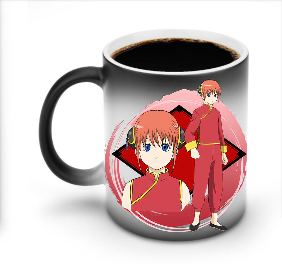 （画像用） ぎんたま 坂田銀時（さかたぎんとき） 神楽 志村新八（しむら しんぱち） GINTAMA Sakata Gintoki Kagura Shimura Shinpachi 温度変色マグカップ