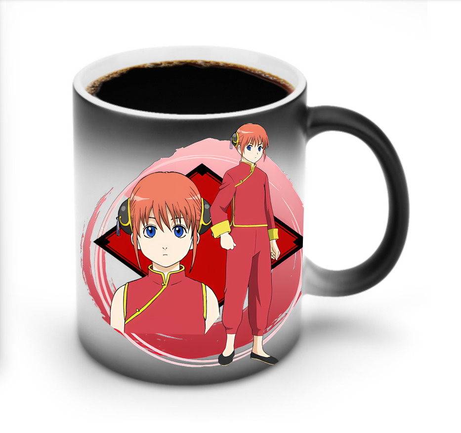 （画像用） ぎんたま 坂田銀時（さかたぎんとき） 神楽 志村新八（しむら しんぱち） GINTAMA Sakata Gintoki Kagura Shimura Shinpachi 温度変色マグカップ