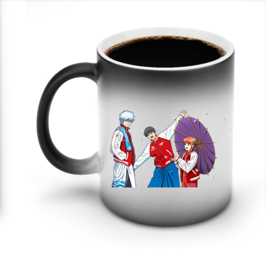 （画像用） ぎんたま 坂田銀時（さかたぎんとき） 神楽 志村新八（しむら しんぱち） GINTAMA Sakata Gintoki Kagura Shimura Shinpachi 温度変色マグカップ
