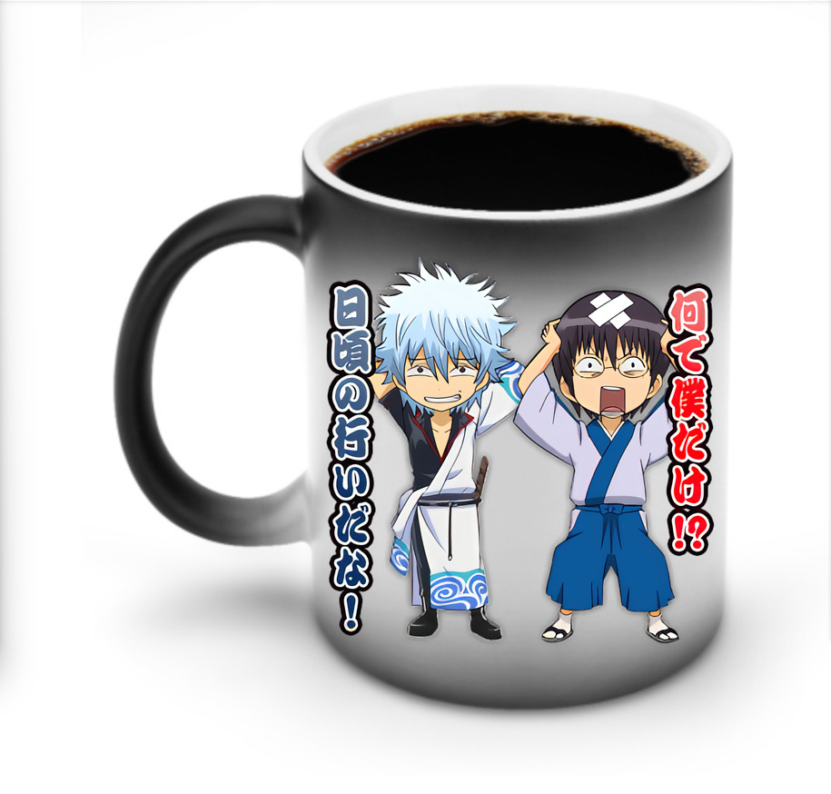 （画像用） ぎんたま 坂田銀時（さかたぎんとき） 神楽 志村新八（しむら しんぱち） GINTAMA Sakata Gintoki Kagura Shimura Shinpachi 温度変色マグカップ