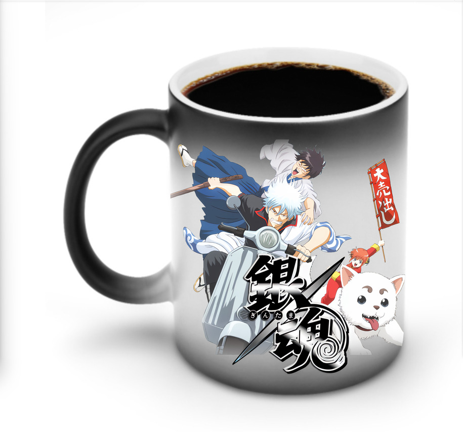 （画像用） ぎんたま 坂田銀時（さかたぎんとき） 神楽 志村新八（しむら しんぱち） GINTAMA Sakata Gintoki Kagura Shimura Shinpachi 温度変色マグカップ