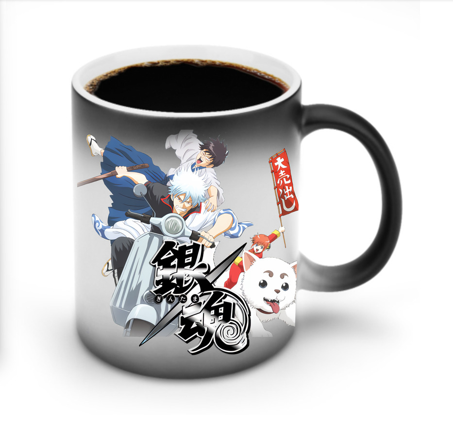 （画像用） ぎんたま 坂田銀時（さかたぎんとき） 神楽 志村新八（しむら しんぱち） GINTAMA Sakata Gintoki Kagura Shimura Shinpachi 温度変色マグカップ