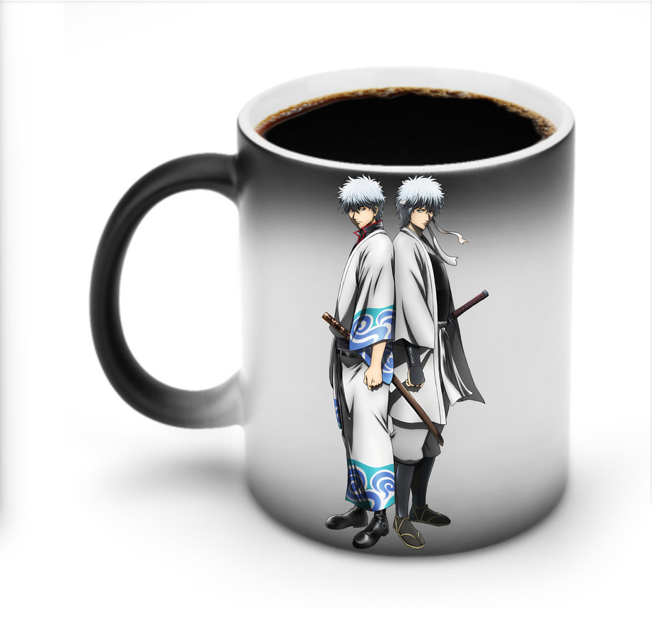 （画像用） ぎんたま 坂田銀時（さかたぎんとき） 神楽 志村新八（しむら しんぱち） GINTAMA Sakata Gintoki Kagura Shimura Shinpachi 温度変色マグカップ