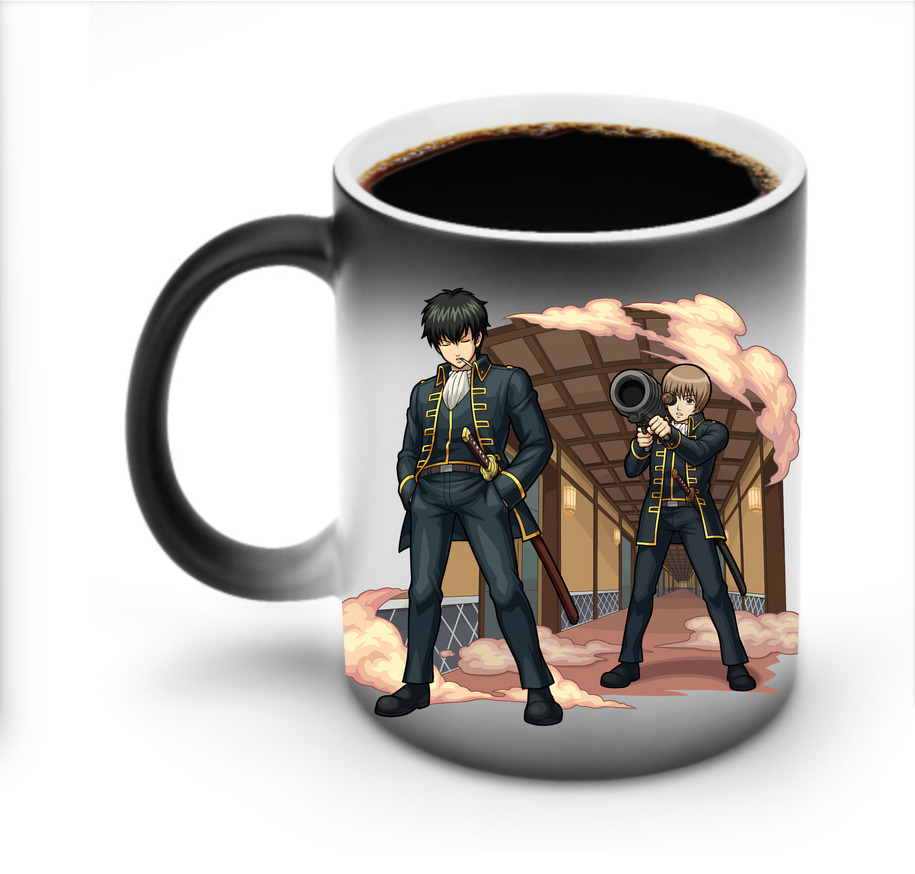 （画像用） ぎんたま 坂田銀時（さかたぎんとき） 神楽 志村新八（しむら しんぱち） GINTAMA Sakata Gintoki Kagura Shimura Shinpachi 温度変色マグカップ