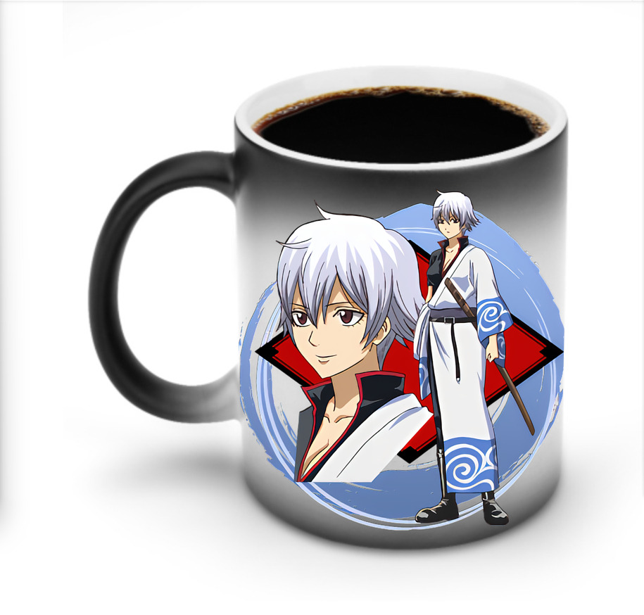 （画像用） ぎんたま 坂田銀時（さかたぎんとき） 神楽 志村新八（しむら しんぱち） GINTAMA Sakata Gintoki Kagura Shimura Shinpachi 温度変色マグカップ