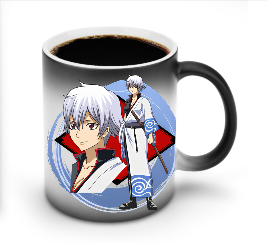 （画像用） ぎんたま 坂田銀時（さかたぎんとき） 神楽 志村新八（しむら しんぱち） GINTAMA Sakata Gintoki Kagura Shimura Shinpachi 温度変色マグカップ