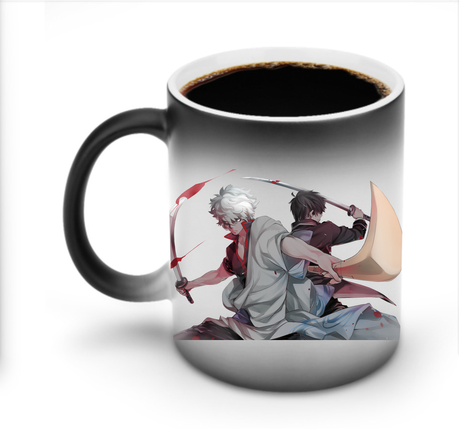 （画像用） ぎんたま 坂田銀時（さかたぎんとき） 神楽 志村新八（しむら しんぱち） GINTAMA Sakata Gintoki Kagura Shimura Shinpachi 温度変色マグカップ