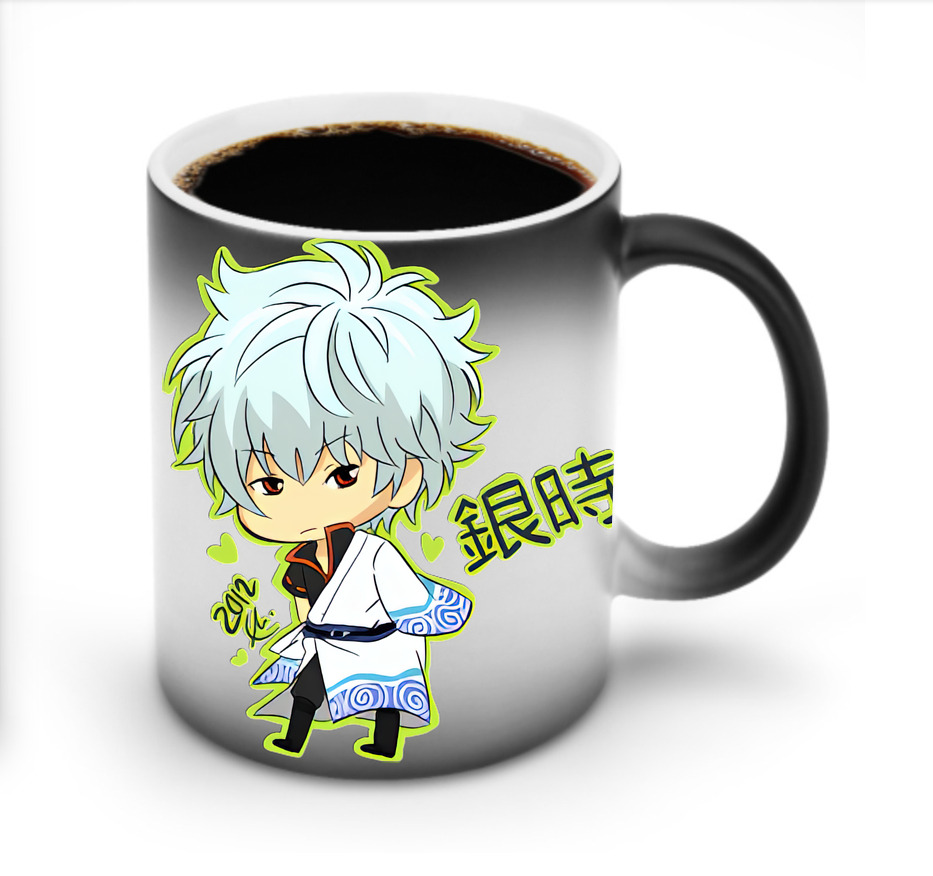 （画像用） ぎんたま 坂田銀時（さかたぎんとき） 神楽 志村新八（しむら しんぱち） GINTAMA Sakata Gintoki Kagura Shimura Shinpachi 温度変色マグカップ