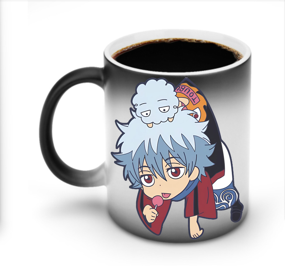 （画像用） ぎんたま 坂田銀時（さかたぎんとき） 神楽 志村新八（しむら しんぱち） GINTAMA Sakata Gintoki Kagura Shimura Shinpachi 温度変色マグカップ