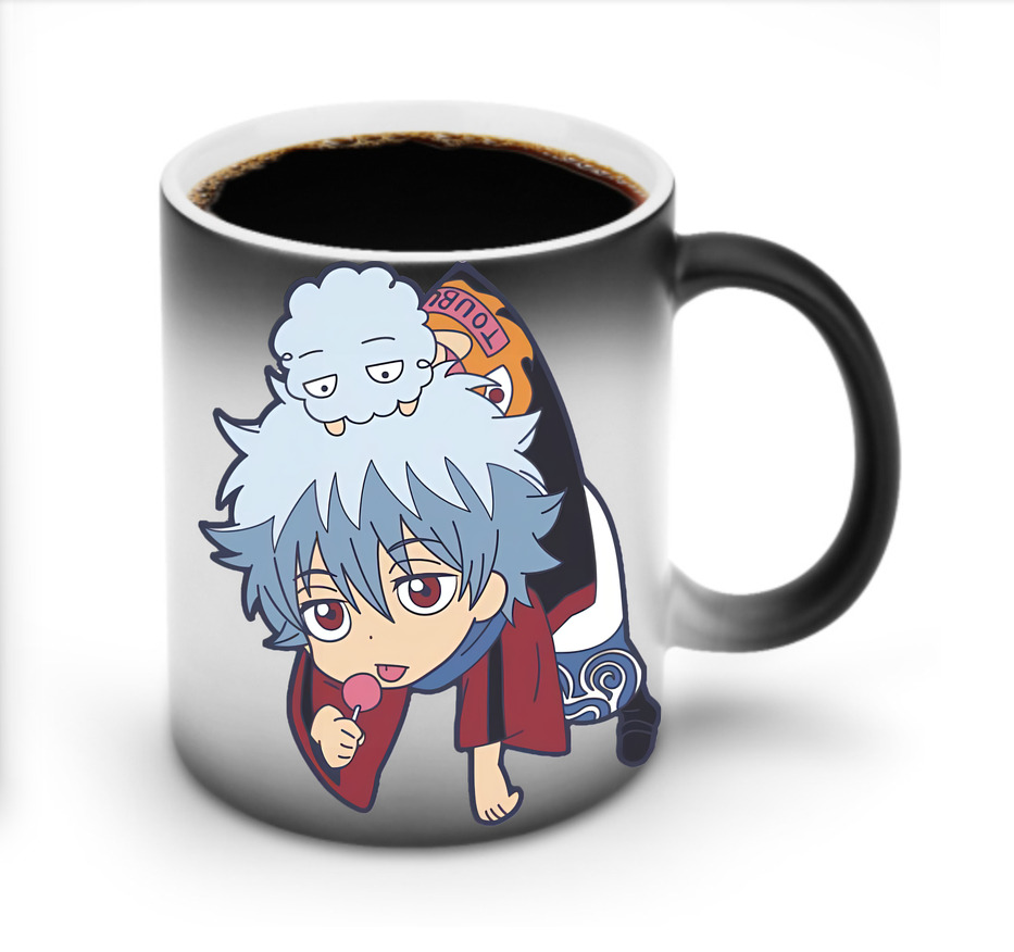 （画像用） ぎんたま 坂田銀時（さかたぎんとき） 神楽 志村新八（しむら しんぱち） GINTAMA Sakata Gintoki Kagura Shimura Shinpachi 温度変色マグカップ